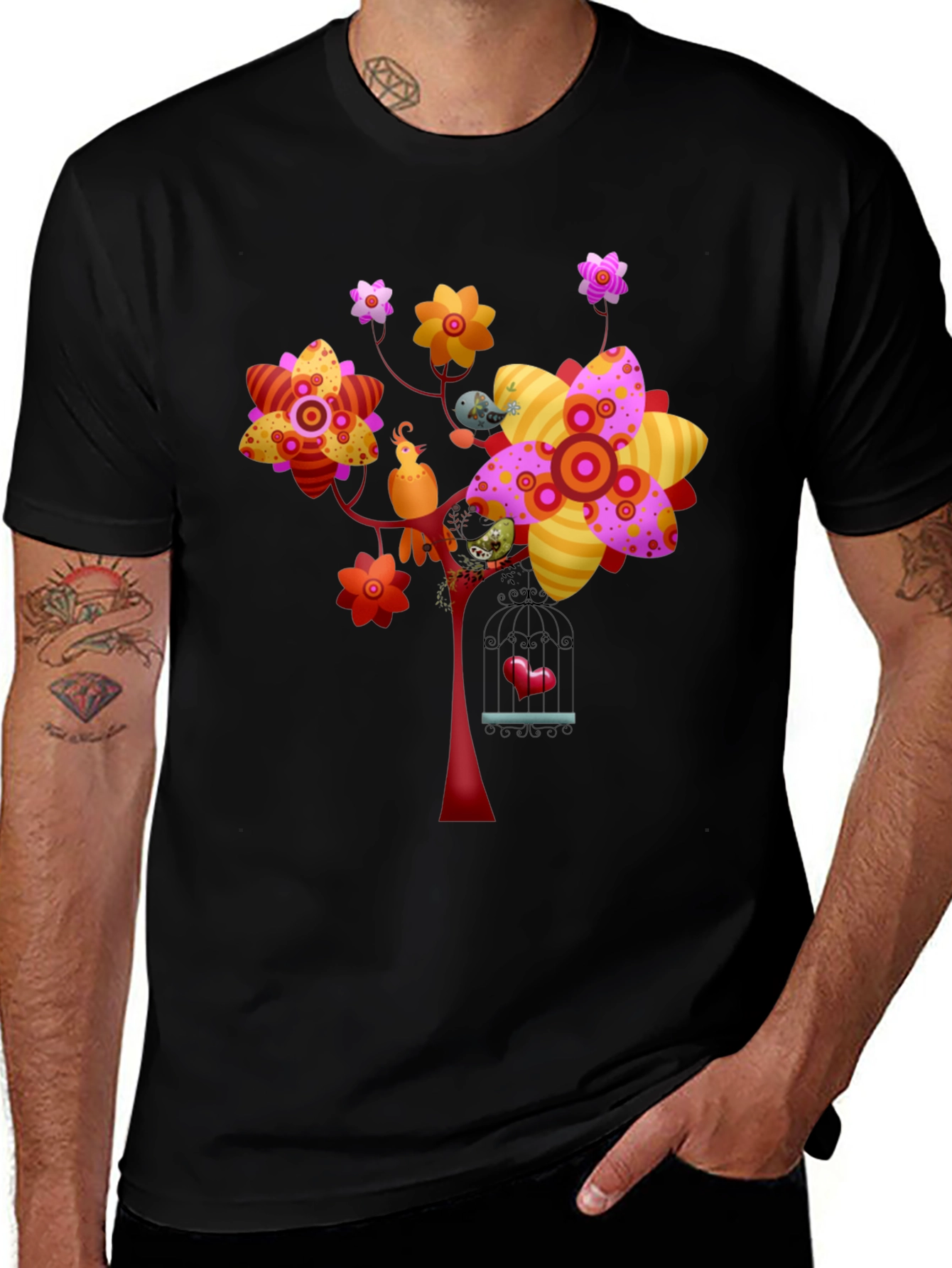 Variant 15 of Floral Birdcage Graphic Tee - Unique Design