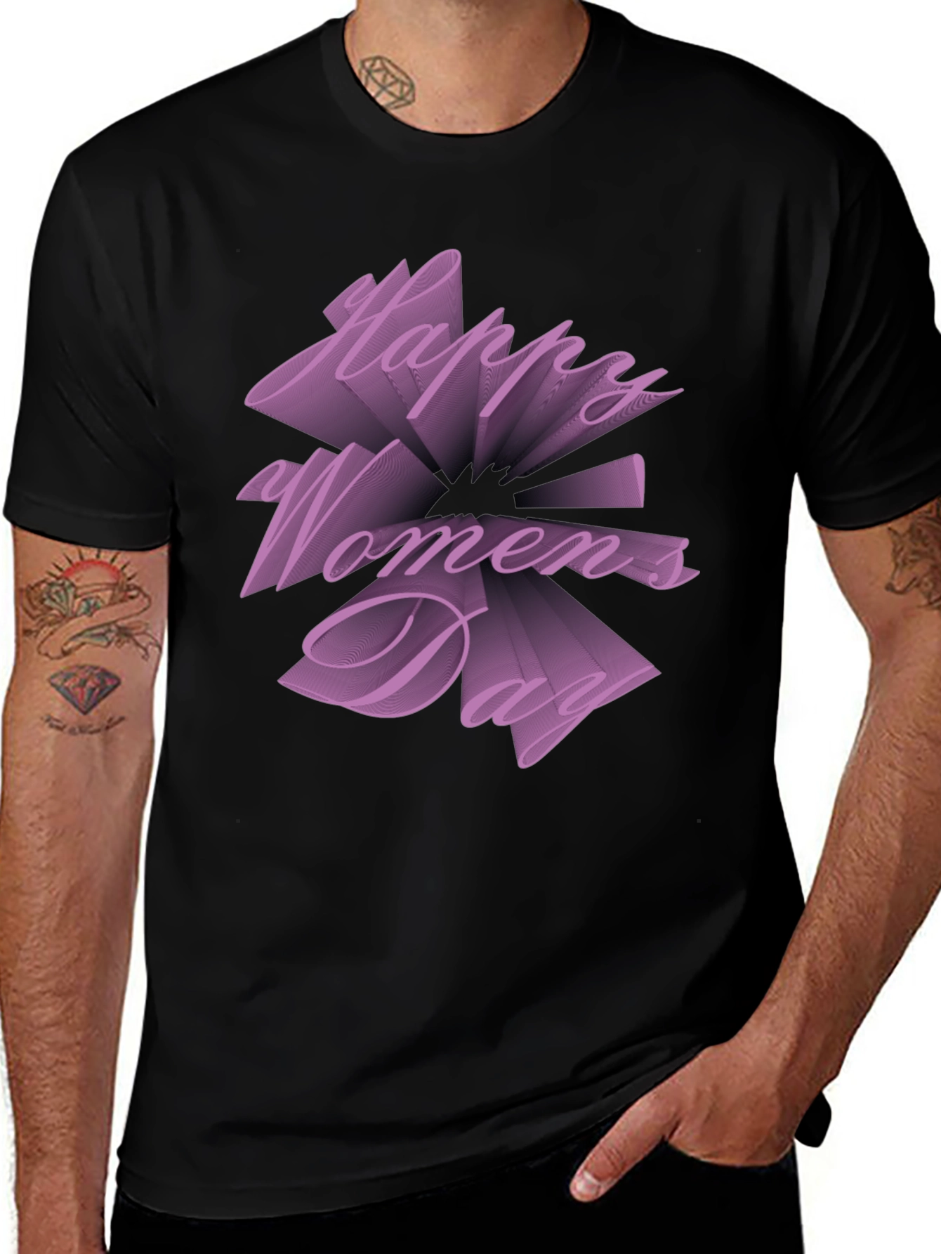 Happy Women's Day Black Graphic Tee