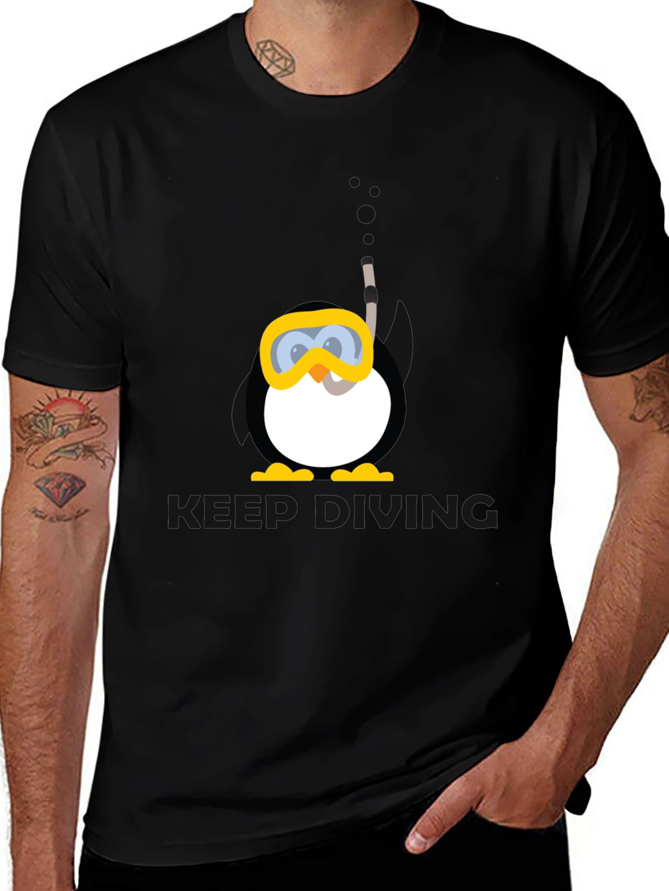 Variant 26 of Scuba Penguin Graphic Tee - Black