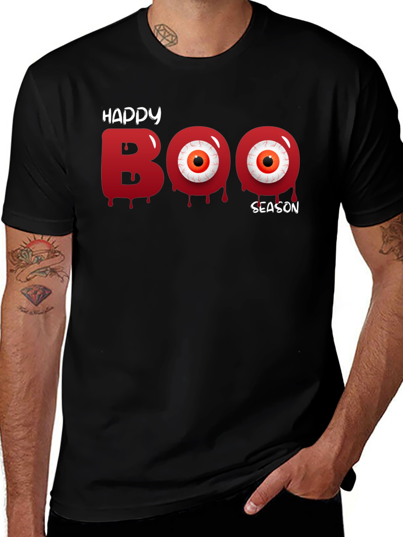 Happy Boo Season Black Graphic Tee