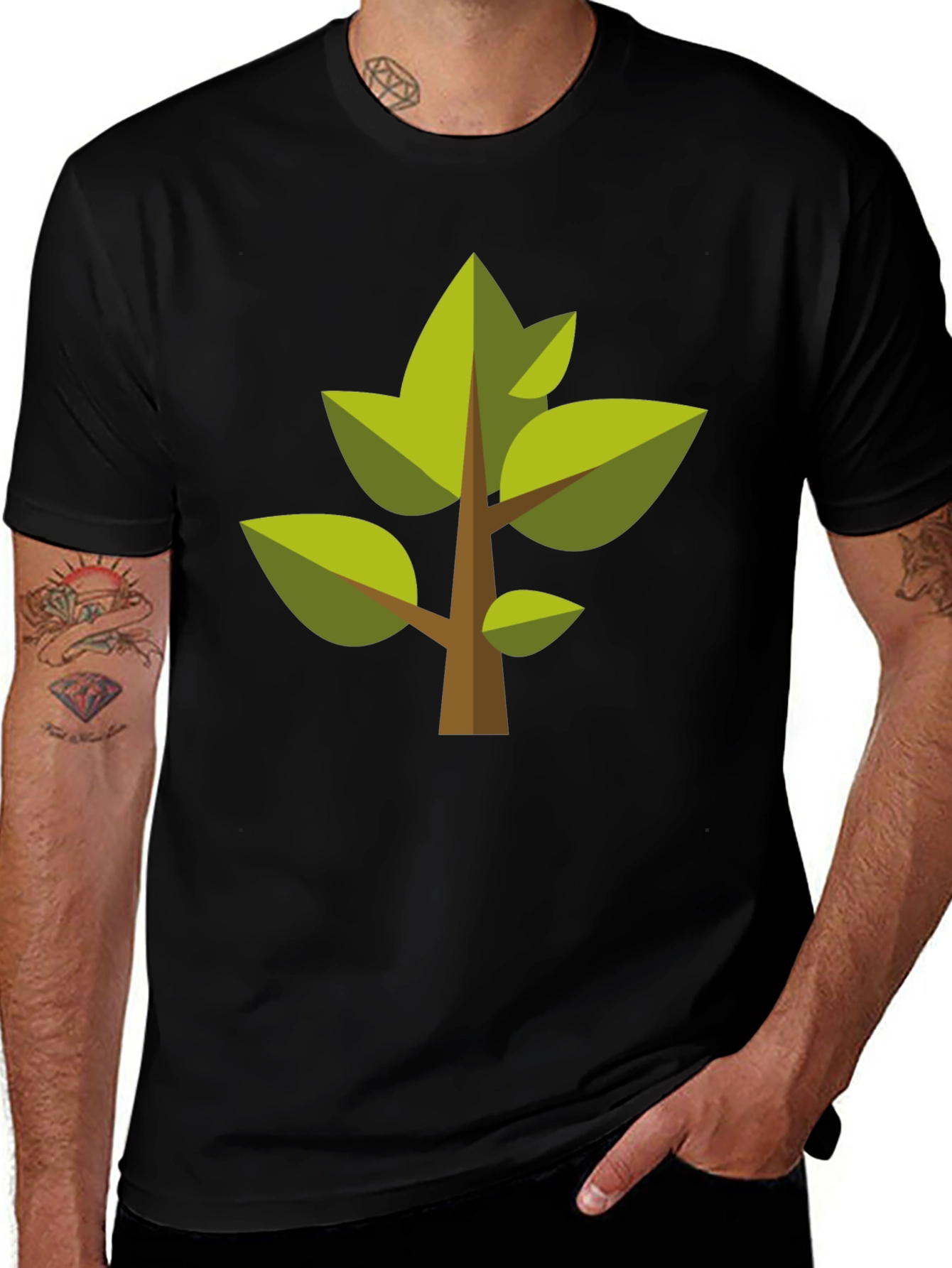 Variant 26 of Geometric Tree Graphic Tee - Modern Nature Style