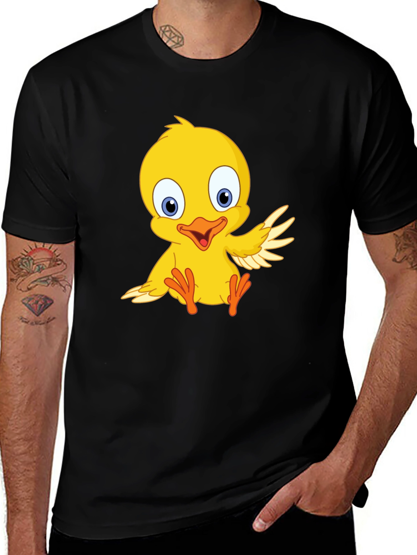 Variant 24 of Cute Chick Graphic Tee - Black Cotton T-Shirt