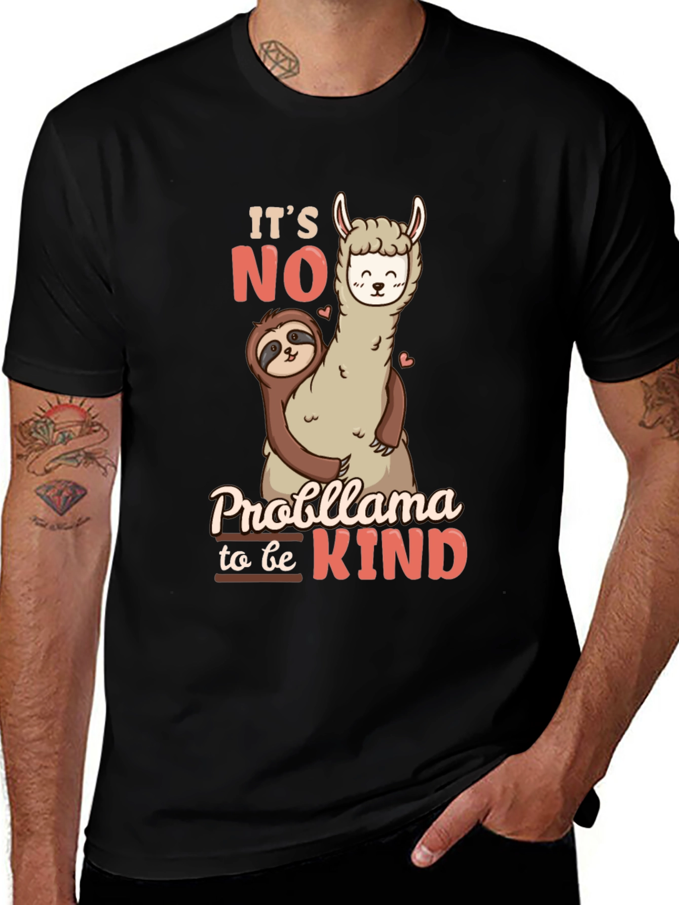Variant 16 of It's No Probllama to be Kind Black T-Shirt