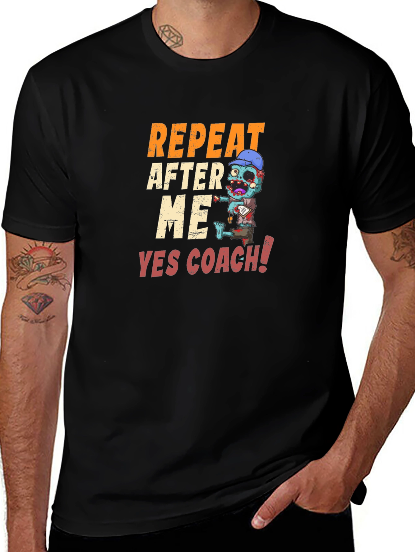 Variant 9 of Repeat After Me Yes Coach! Zombie T-Shirt