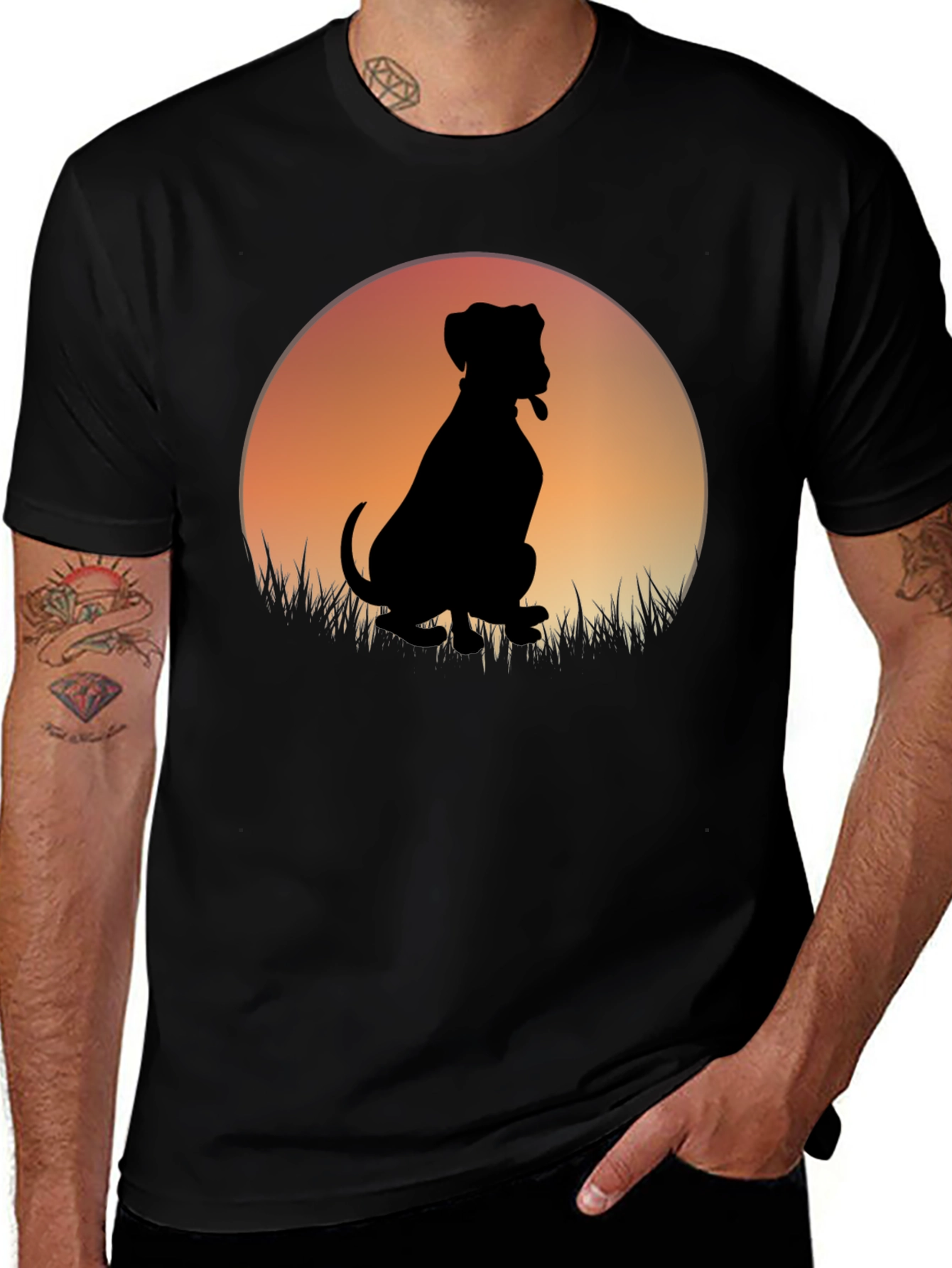 Variant 6 of Dog Silhouette T-Shirt - Sunset Graphic Tee