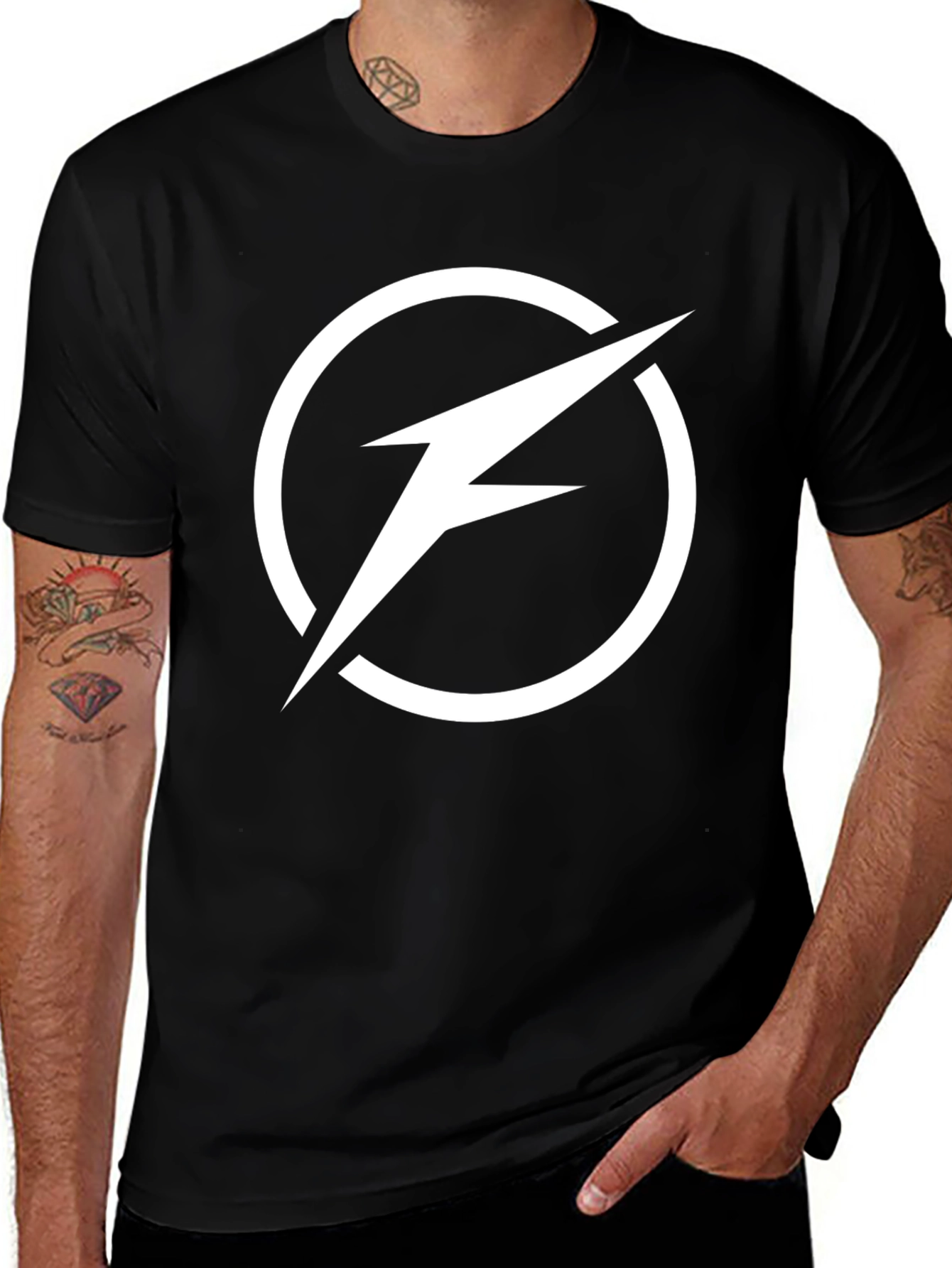 Variant 4 of Lightning Bolt Circle Graphic Tee - Modern Style