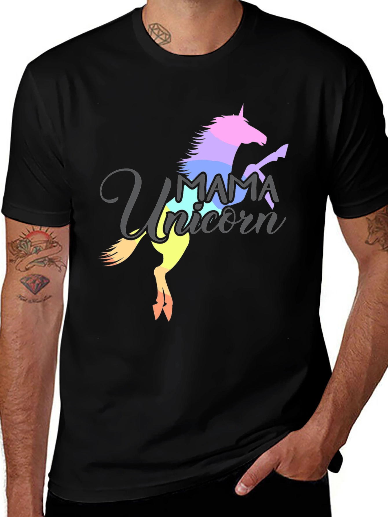 Variant 14 of Mama Unicorn Black T-Shirt