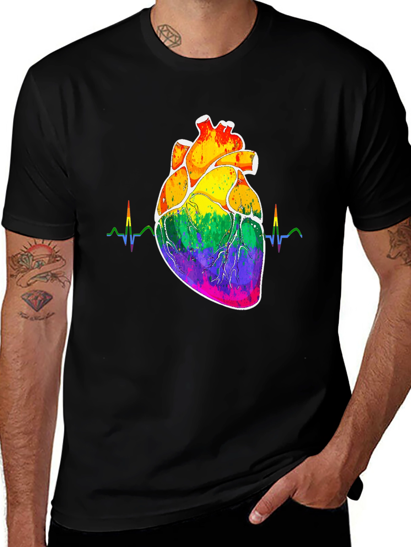 Variant 5 of Rainbow Heartbeat Graphic T-Shirt