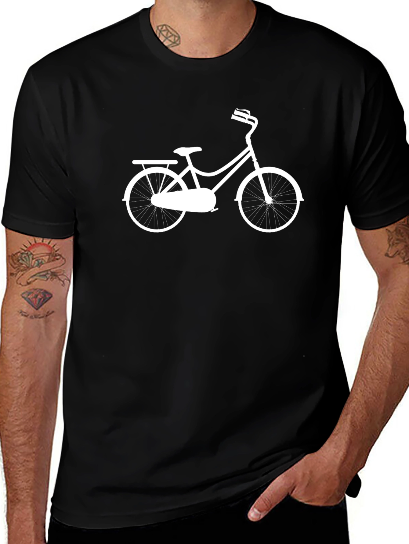 Variant 20 of Black T-Shirt with White Bicycle Graphic