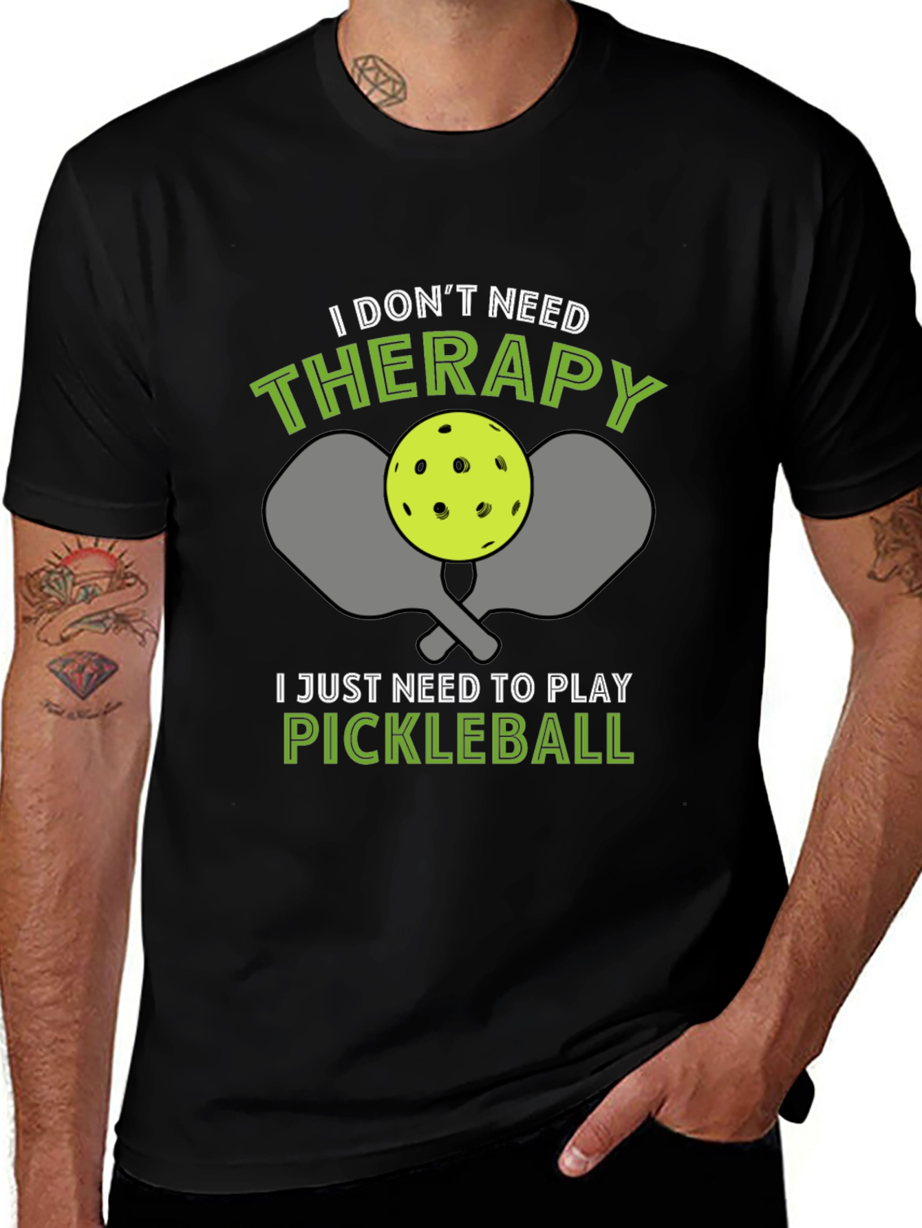 Variant 27 of Pickleball Therapy T-Shirt - Play More, Stress Less