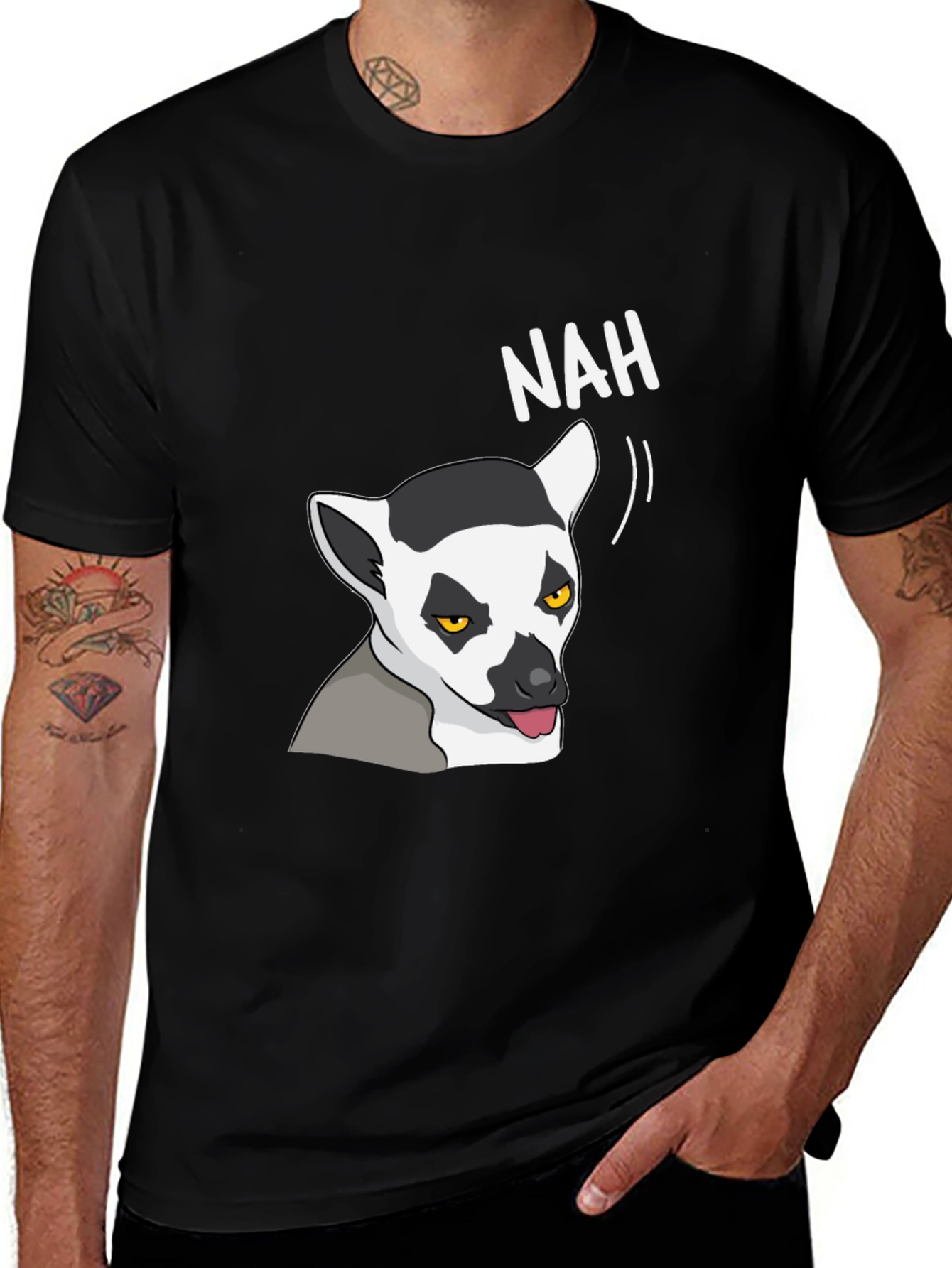 Variant 26 of Nah Lemur Graphic Tee - Black T-Shirt