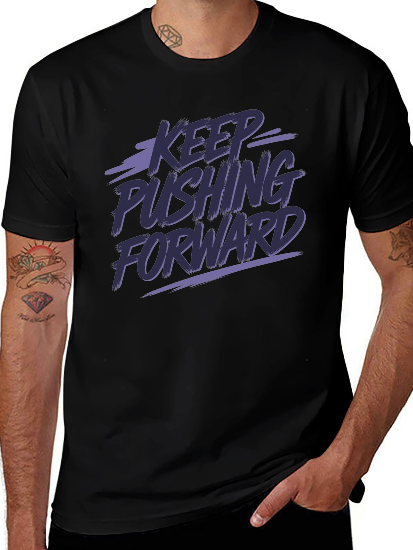 Black Keep Pushing Forward Graphic Tee main image