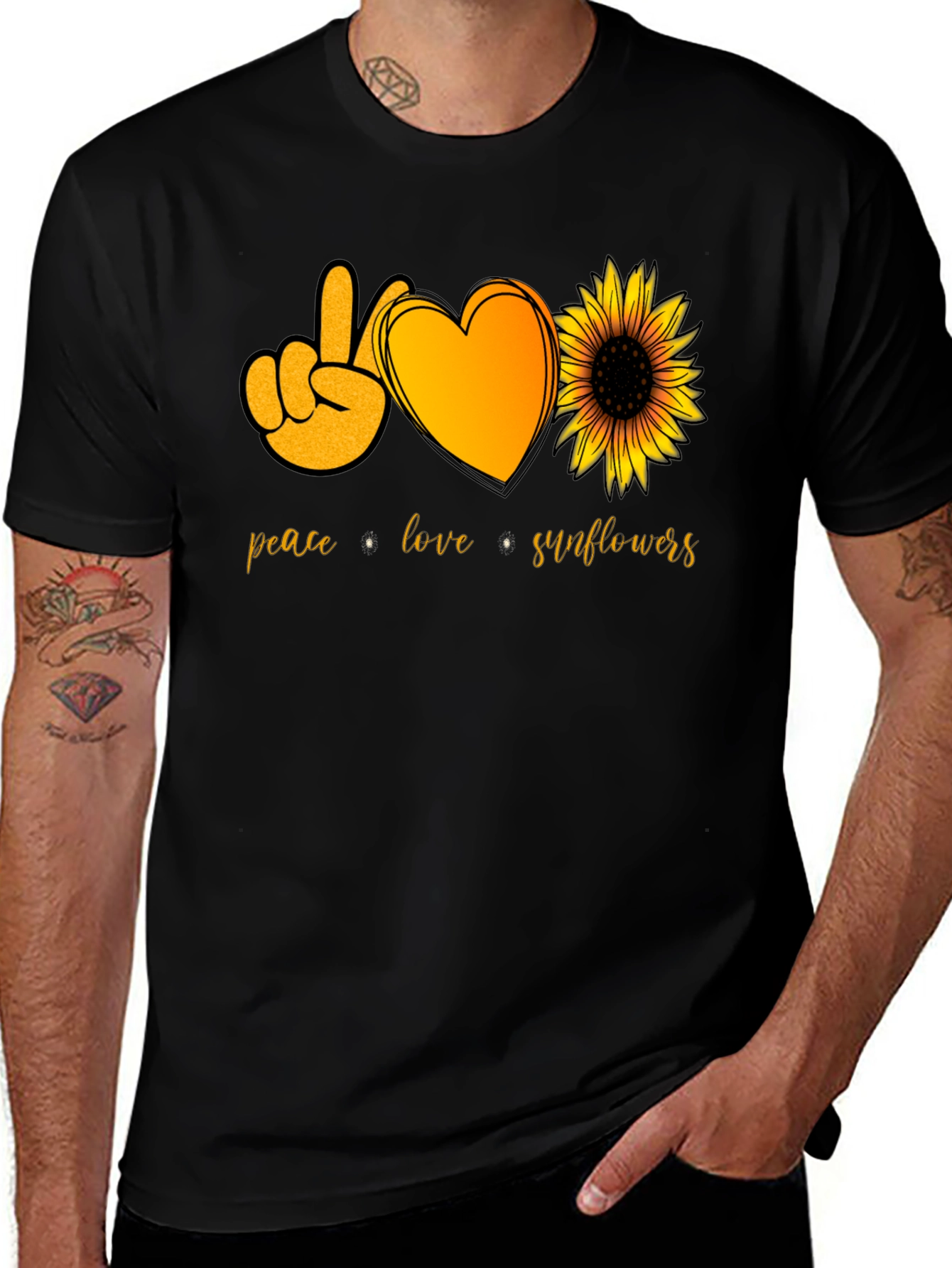 Variant 21 of Peace Love Sunflowers Black T-Shirt