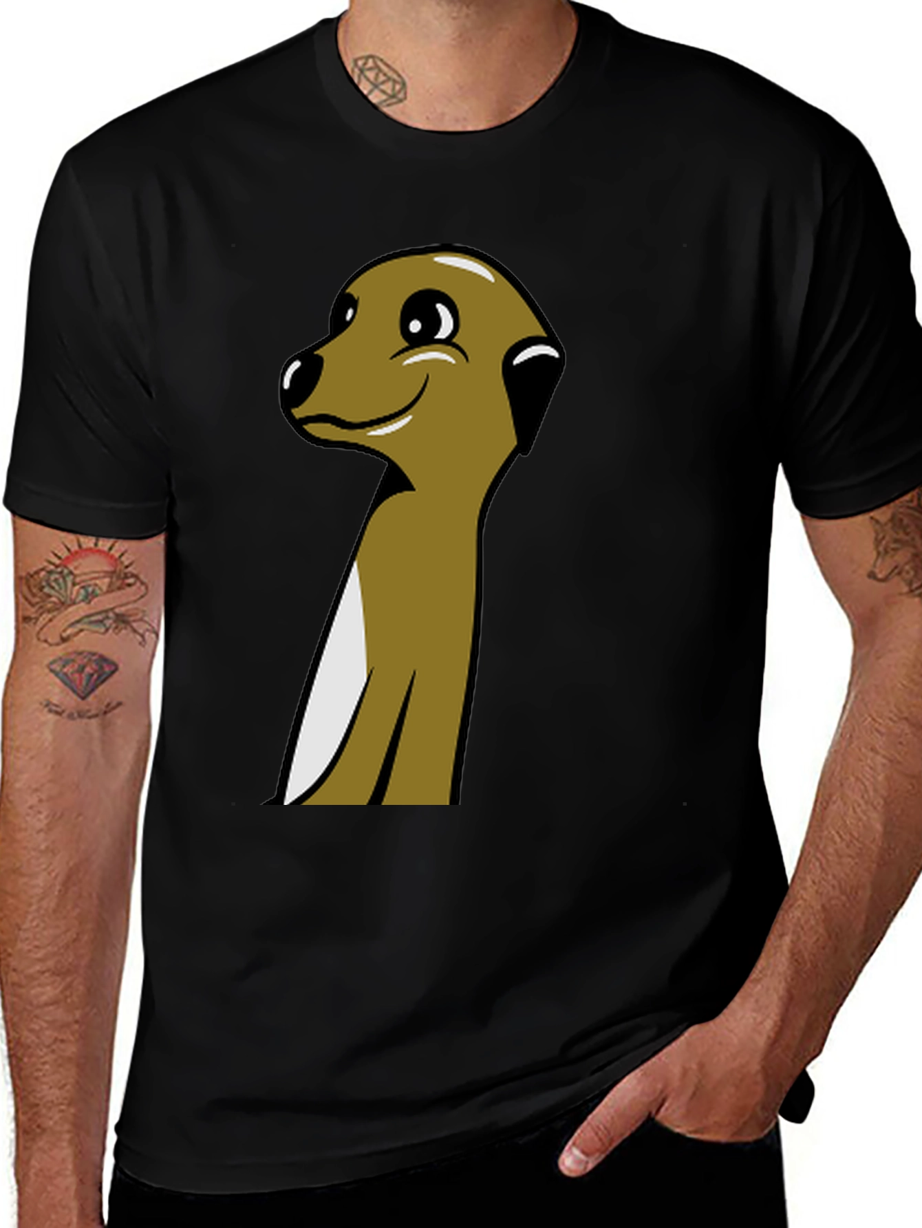 Variant 11 of Meerkat Cartoon Graphic Tee - Black