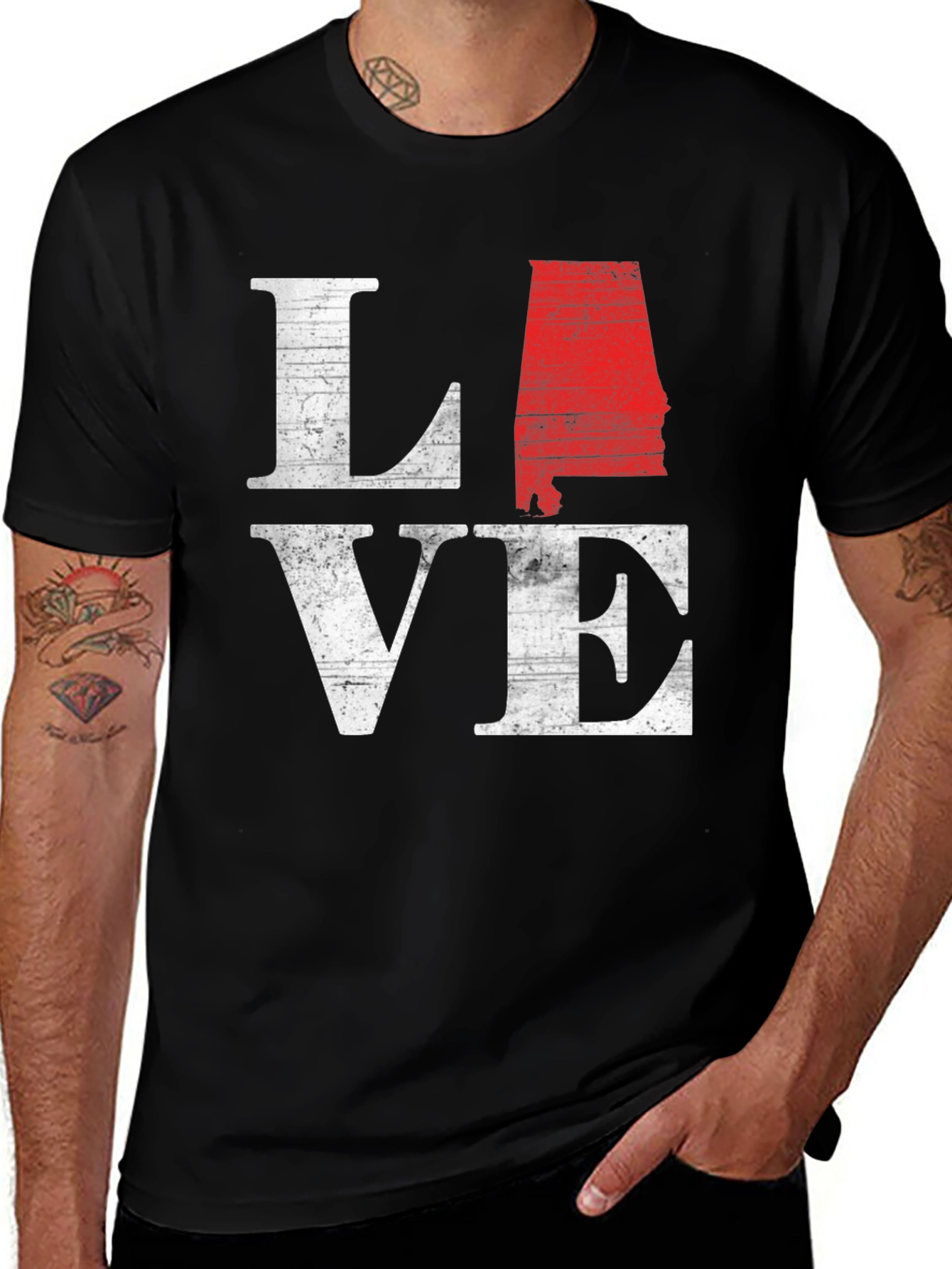 Alabama State Love Graphic Tee - Men's Black T-Shirt