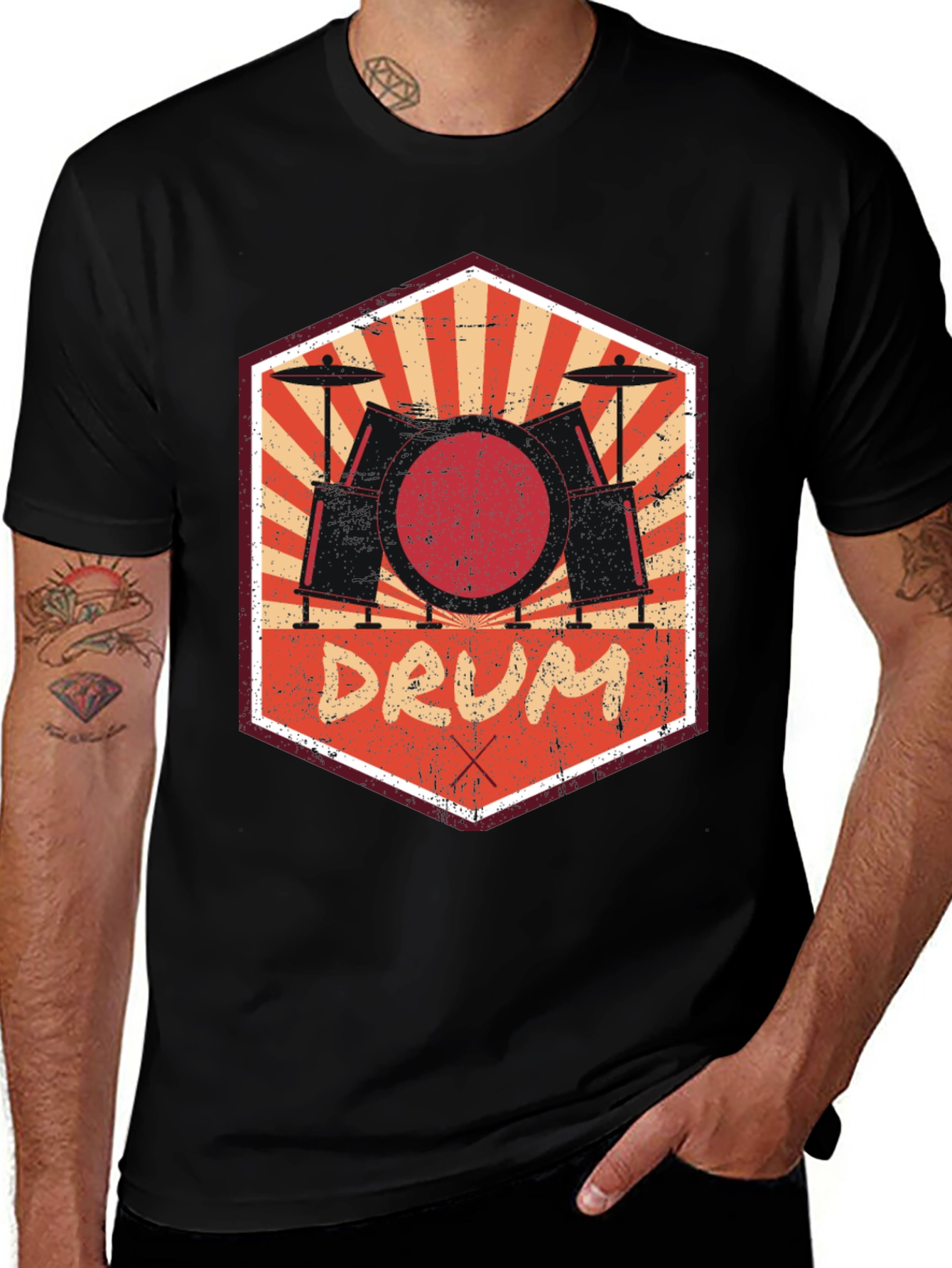 Variant 26 of Vintage Drum Kit Graphic T-Shirt - Retro Music Tee