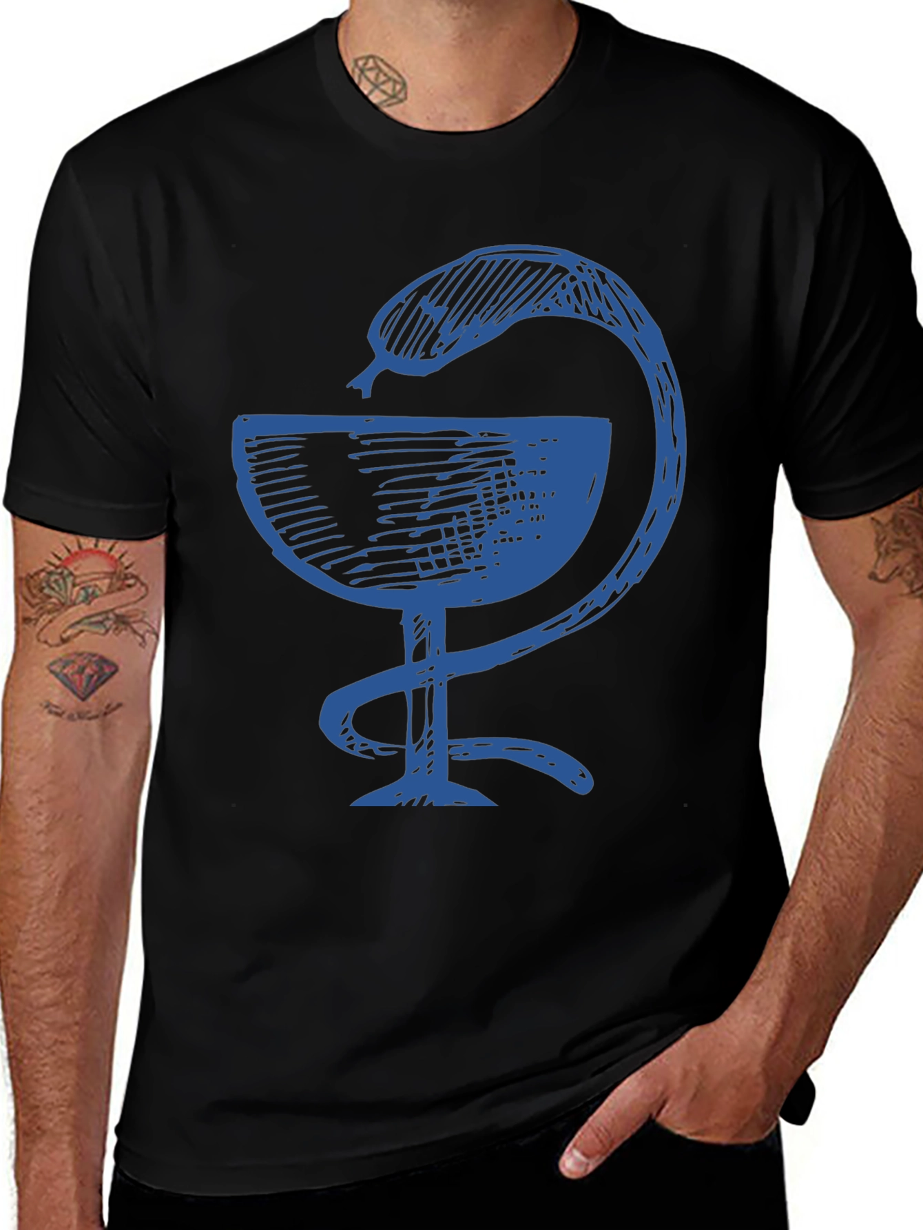 Variant 20 of Black Tee with Bowl of Hygieia Symbol