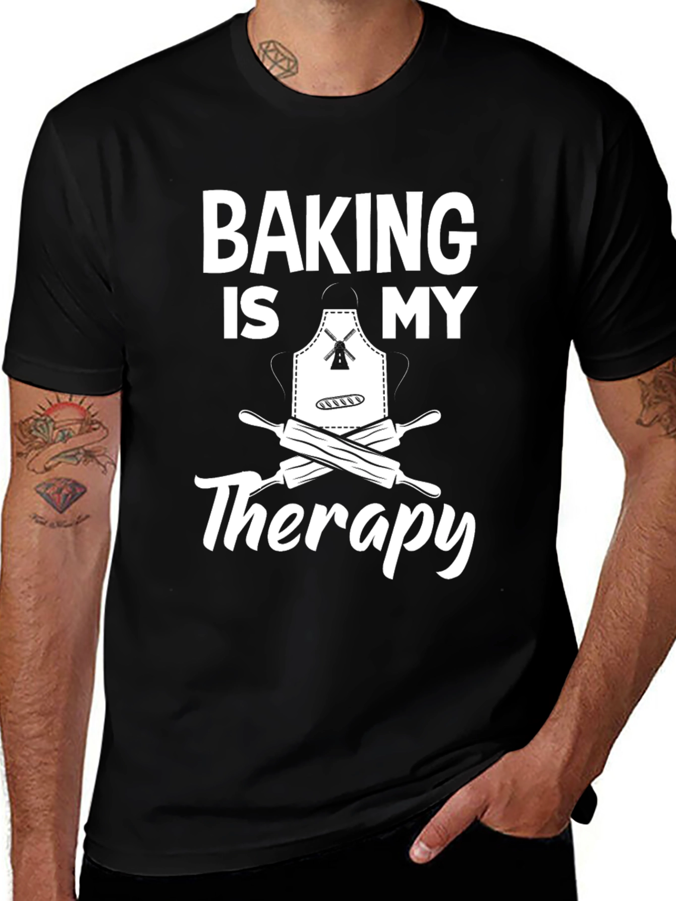 Variant 22 of Baking is My Therapy Graphic T-Shirt - Black