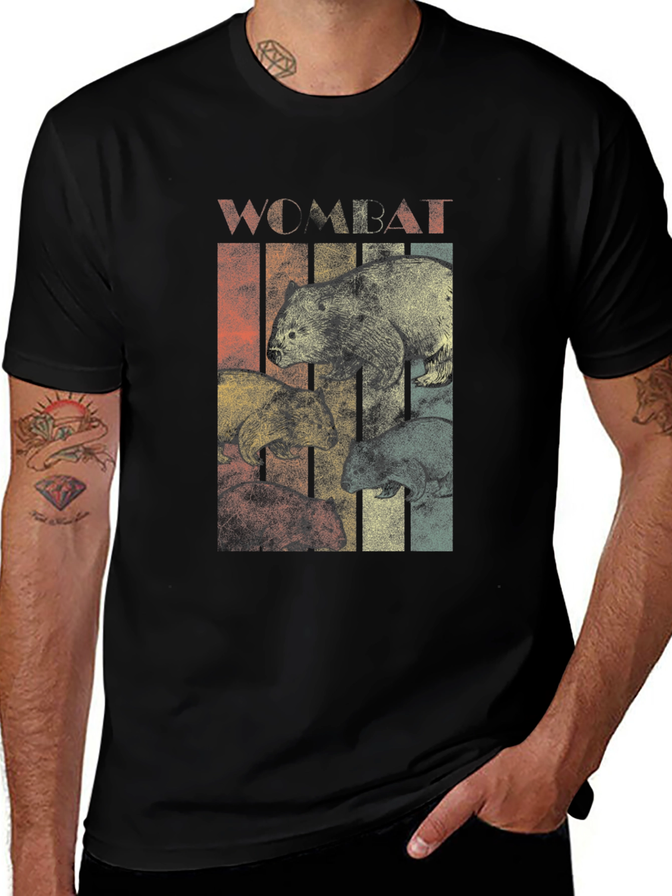 Variant 8 of Retro Wombat Graphic Tee - Vintage Style Animal Shirt