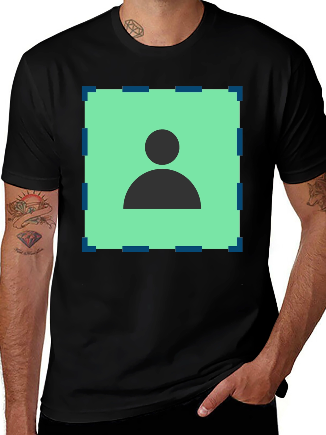 Cool Black T-Shirt with Person Icon