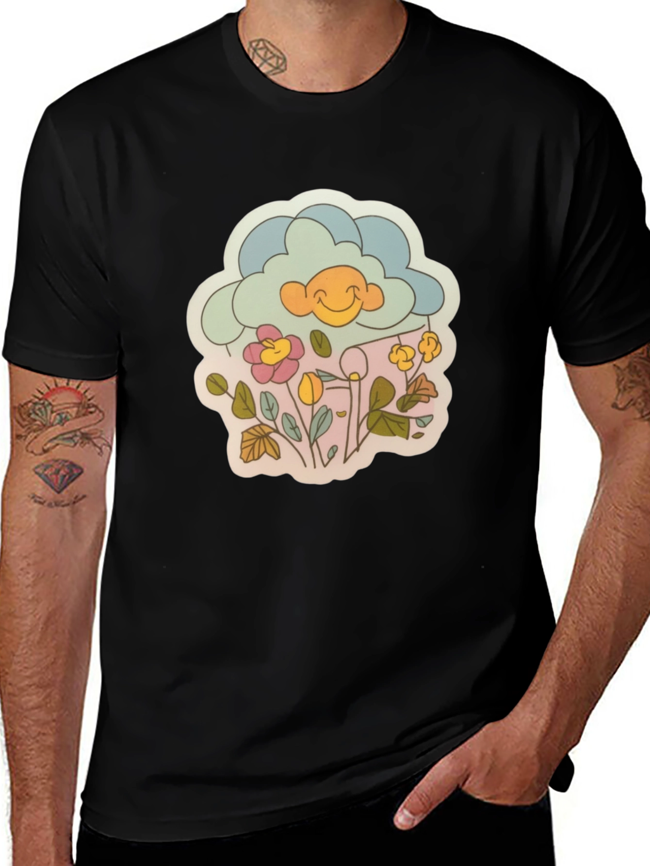 Variant 28 of Retro Cloud & Flowers Graphic Tee