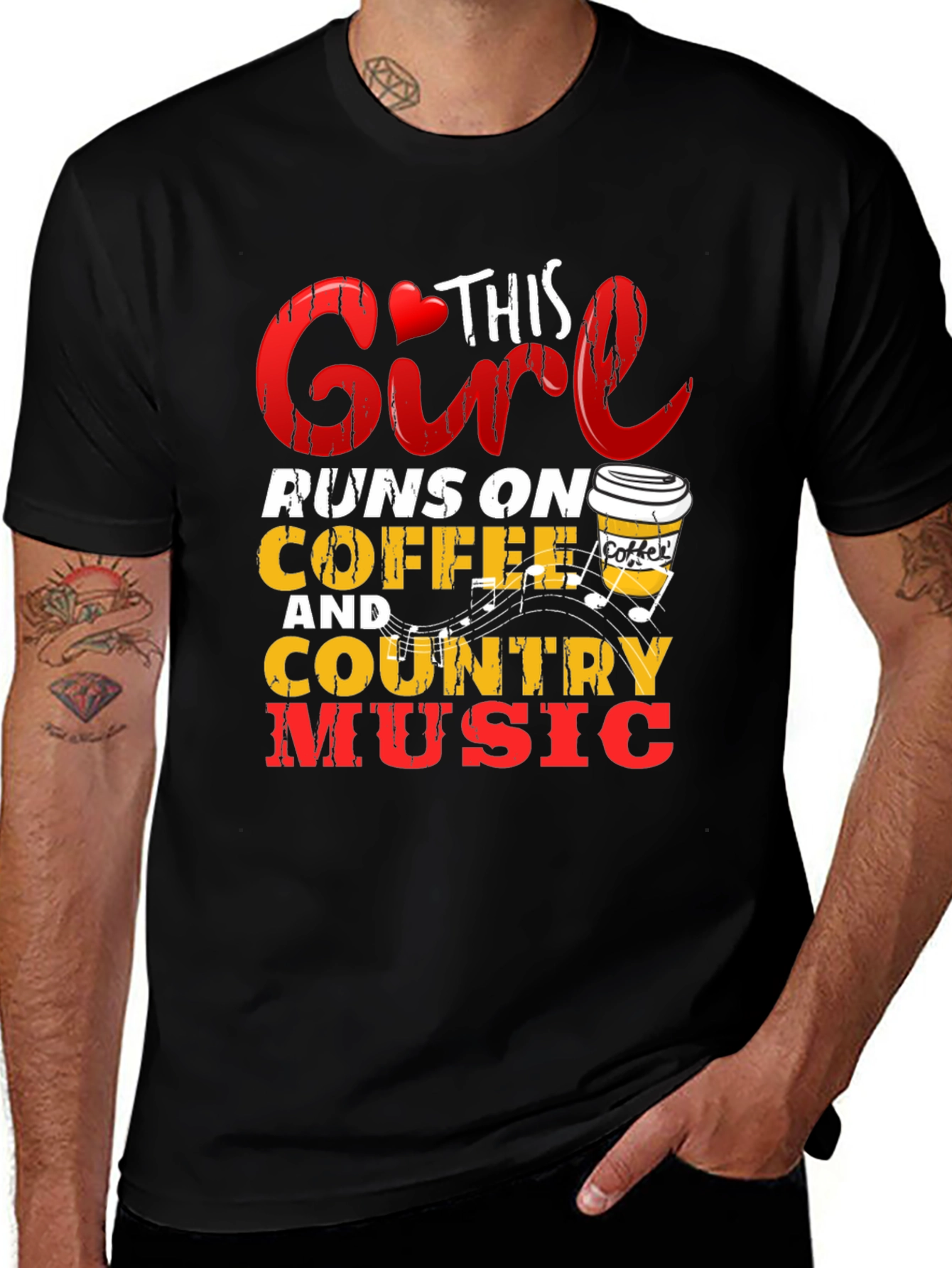 Variant 27 of This Girl Runs on Coffee & Country Music T-Shirt