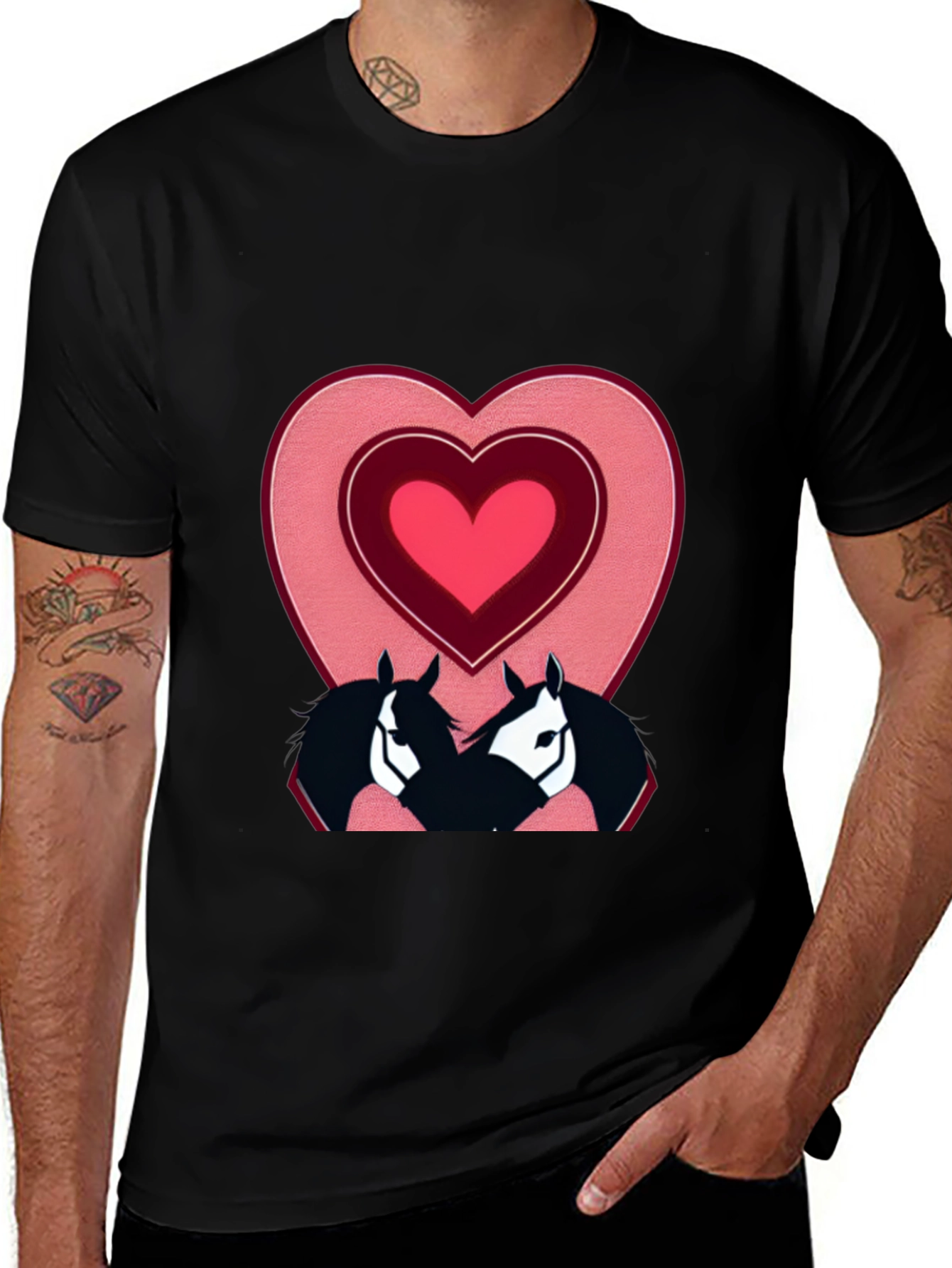 Variant 24 of Horse Lovers T-Shirt with Heart Design