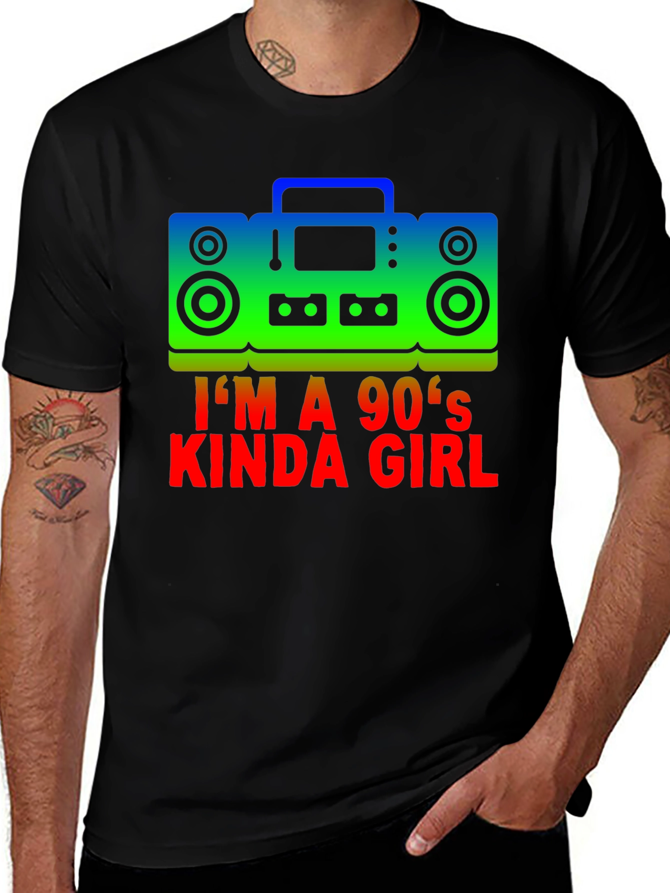 I'm A 90's Kinda Girl Retro Boombox Graphic Tee