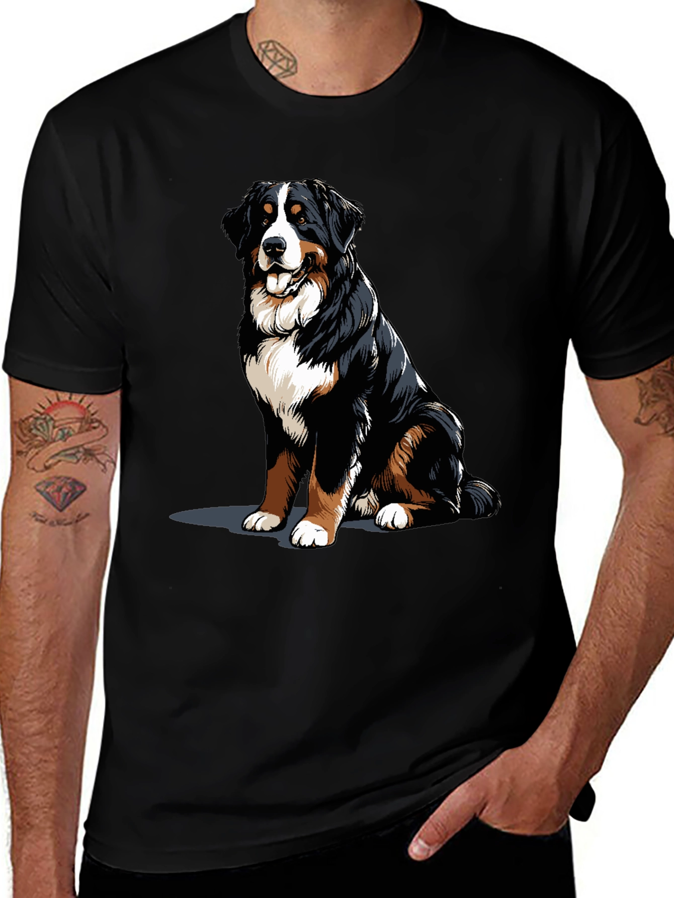 Variant 4 of Bernese Mountain Dog Graphic Tee - Black