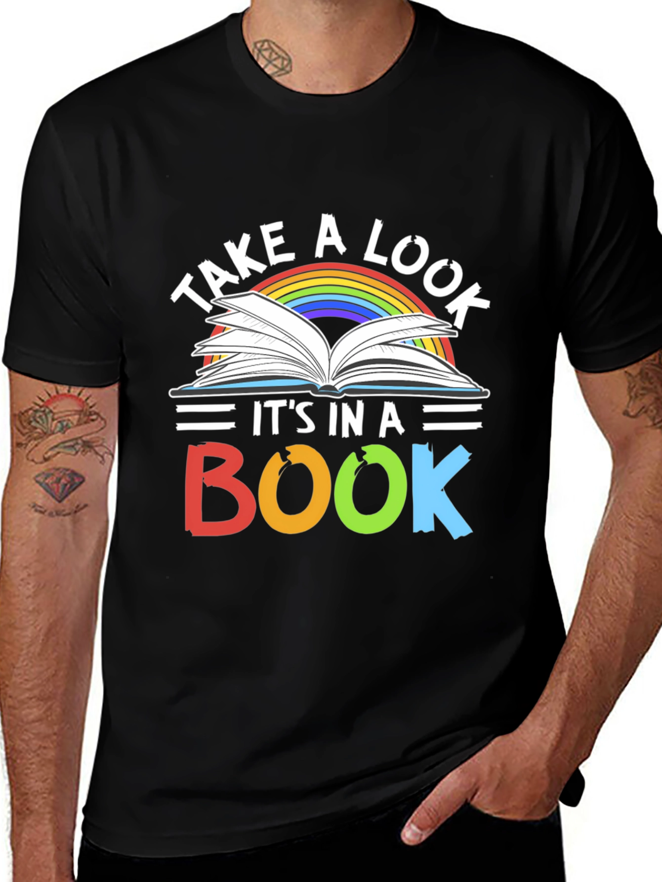 Black Take A Look It's In A Book T-Shirt main image