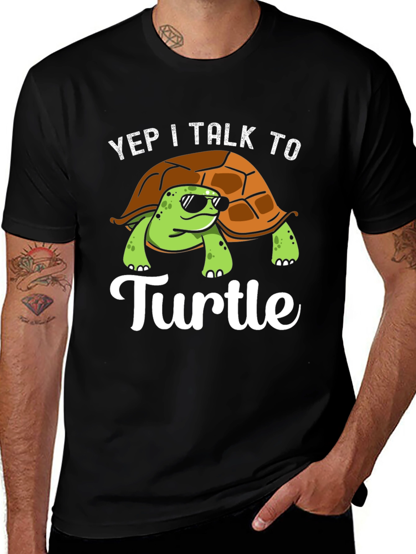 Variant 17 of Yep I Talk to Turtle Graphic T-Shirt