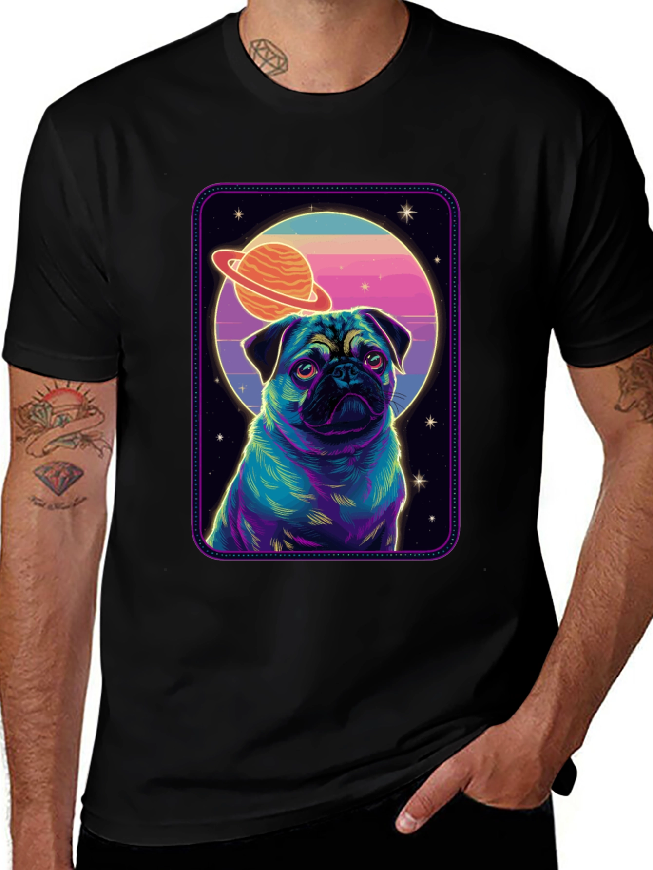 Variant 26 of Pug in Space Graphic T-Shirt