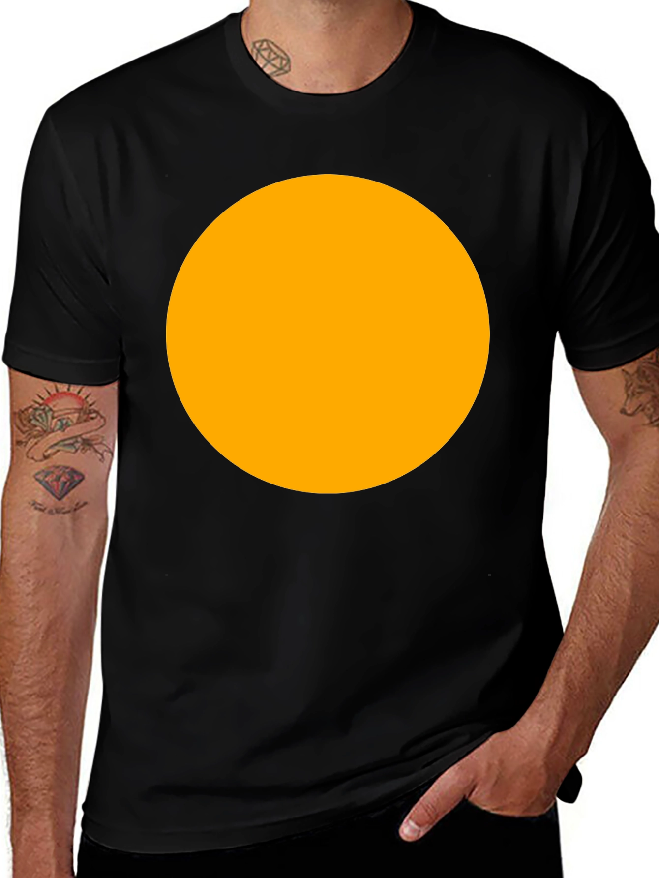 Variant 29 of Men's Black T-Shirt with Bold Circle Graphic
