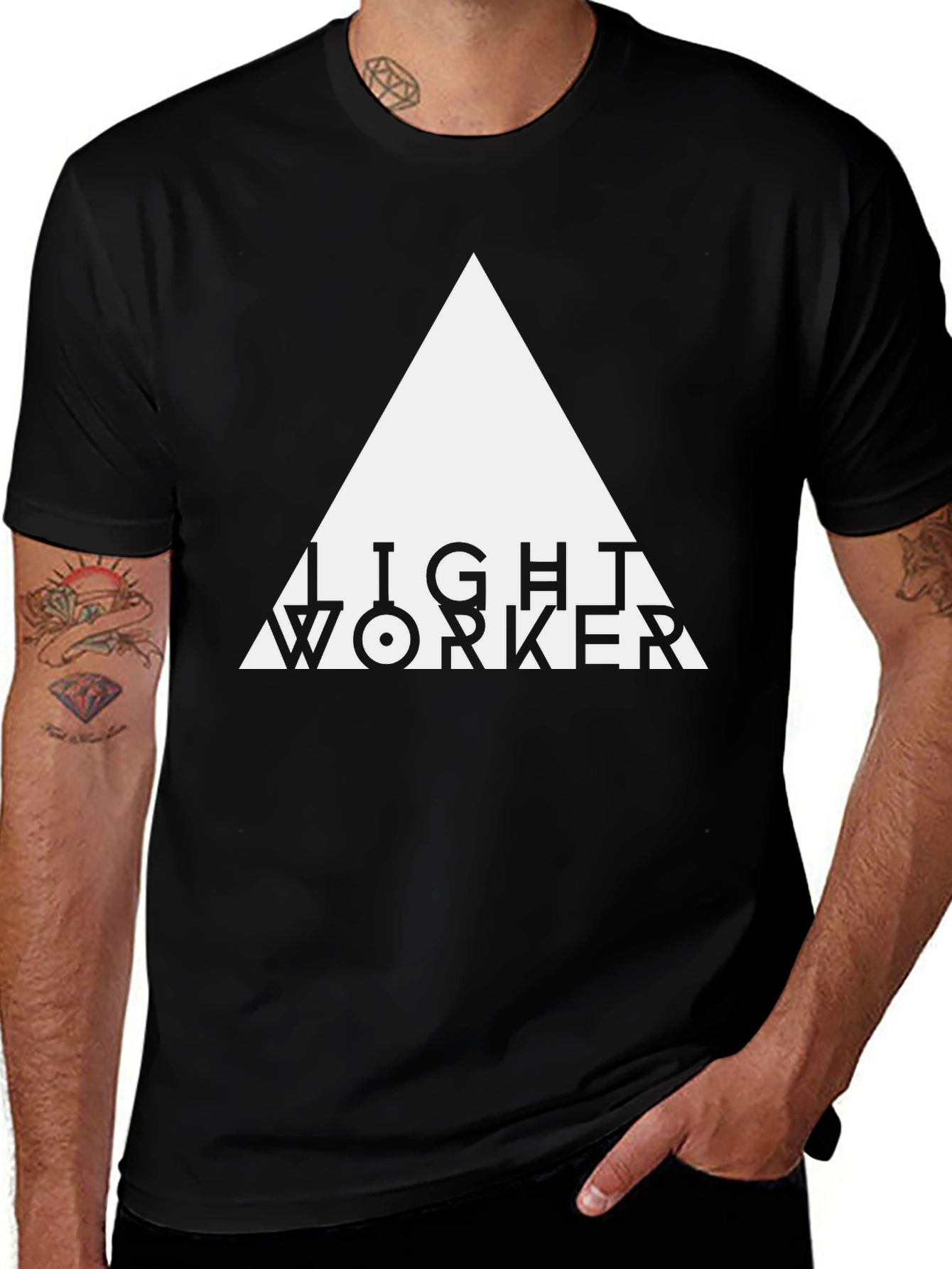 Variant 26 of Light Worker Graphic Tee - Black Cotton T-Shirt