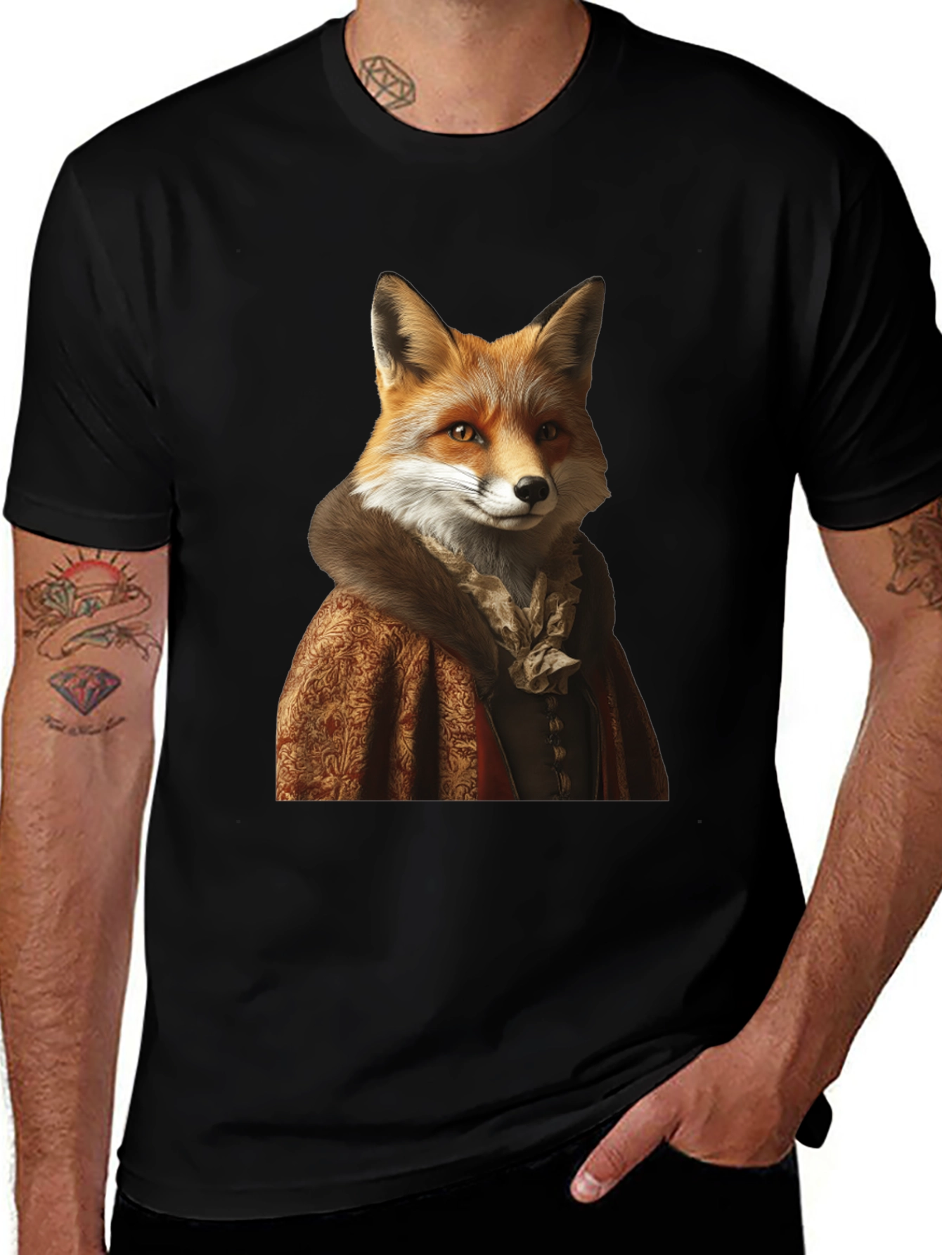 Variant 6 of Fox Portrait Graphic Tee - Renaissance Style