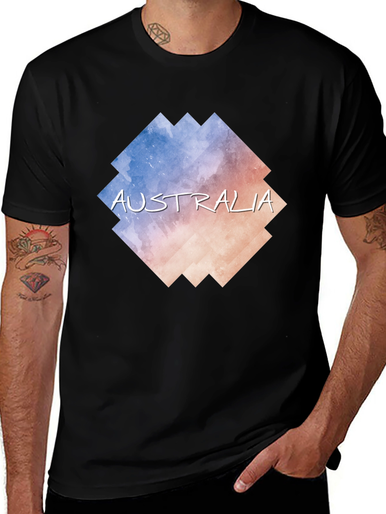 Variant 6 of Australia Graphic Tee - Stylish Men's Black T-Shirt