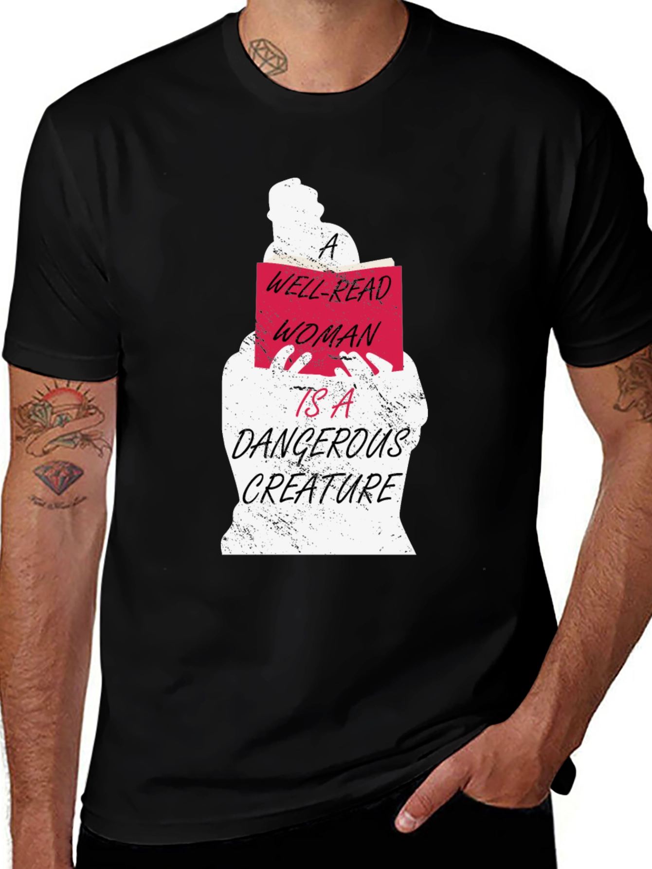 Black Well-Read Woman Graphic Tee - Book Lover's T-Shirt main image