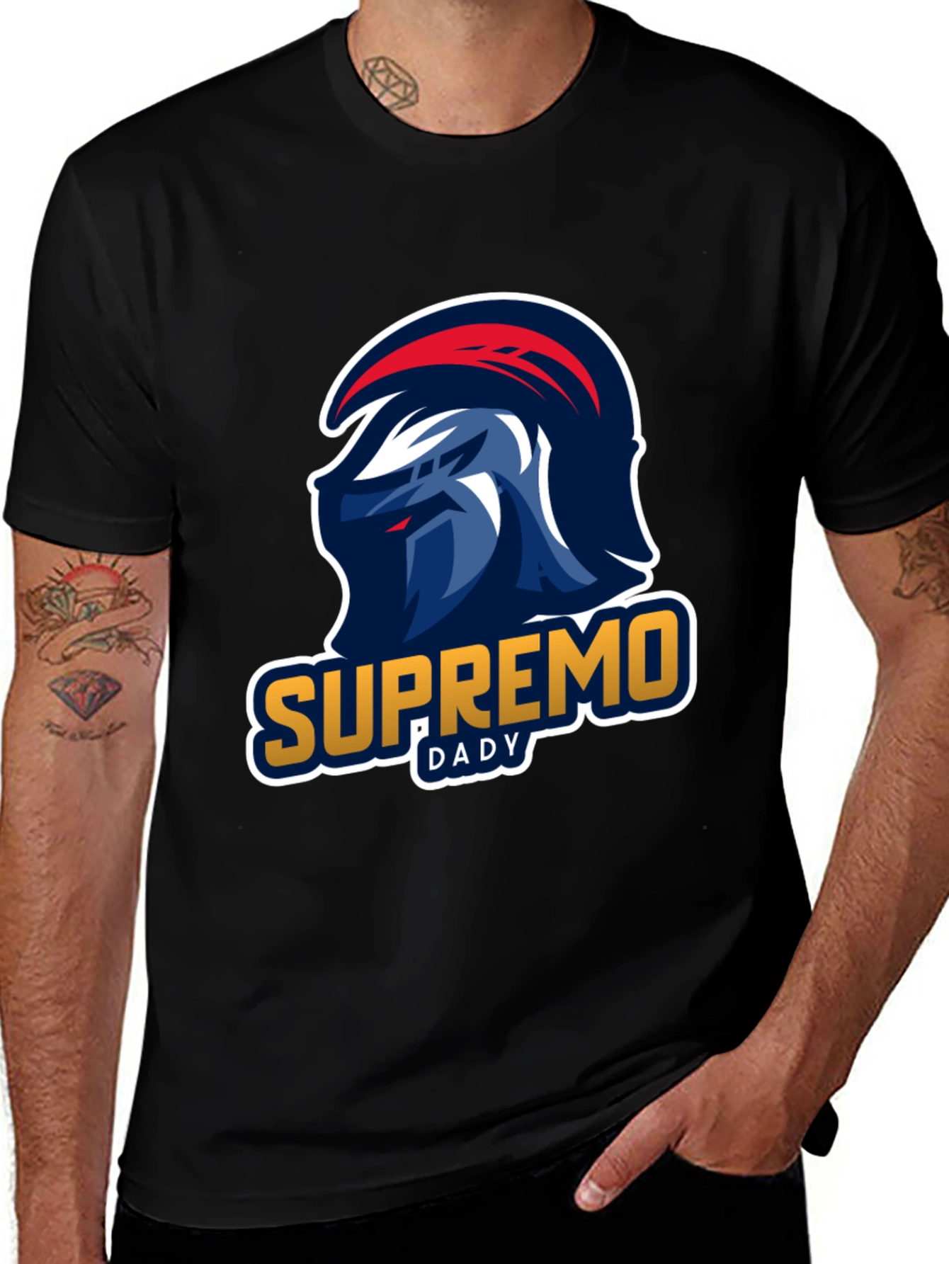 Variant 26 of Supremo Dady Black T-Shirt - Gladiator Design