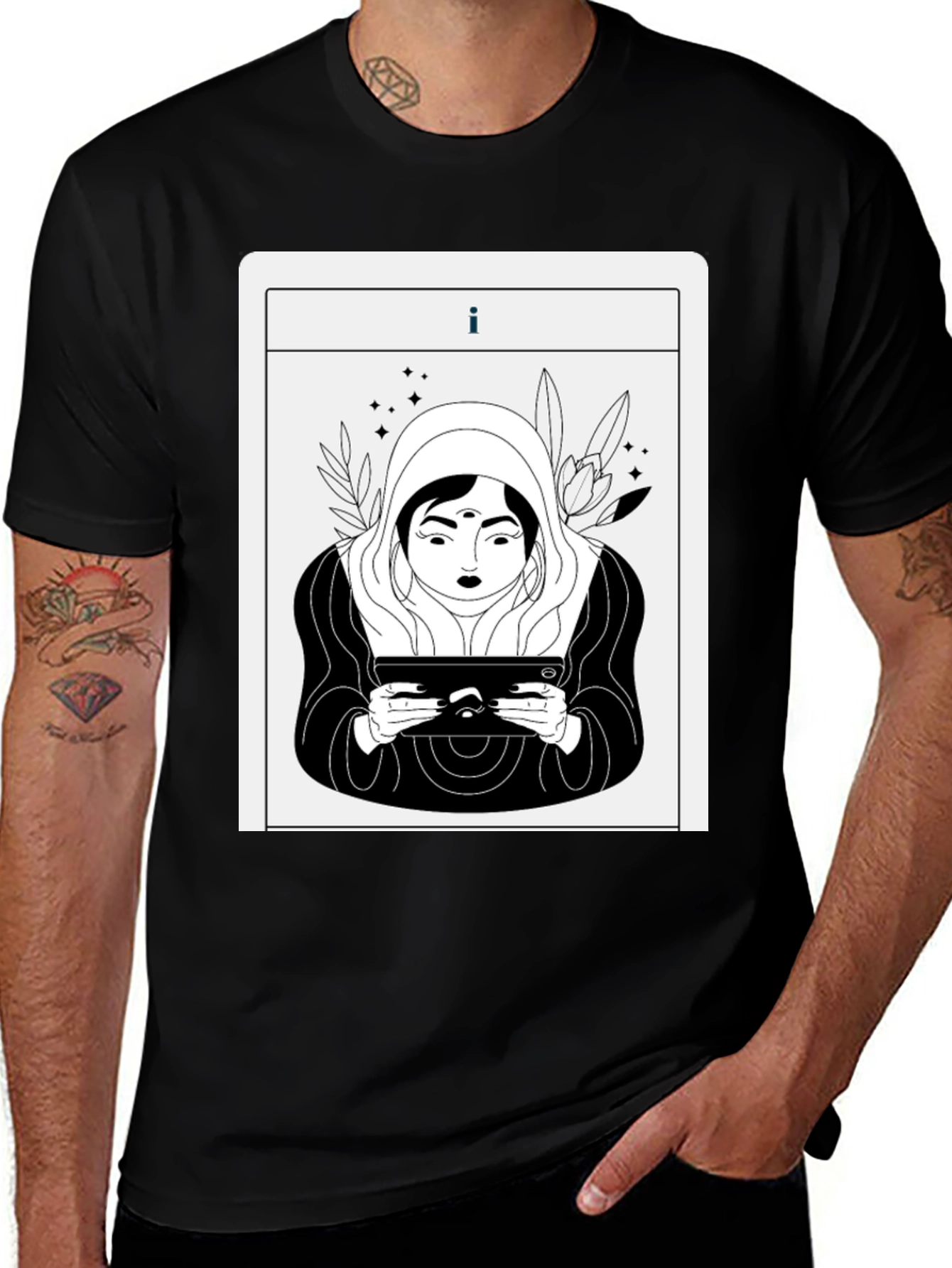 Variant 28 of Mystic Tablet Tarot Graphic Tee - Black