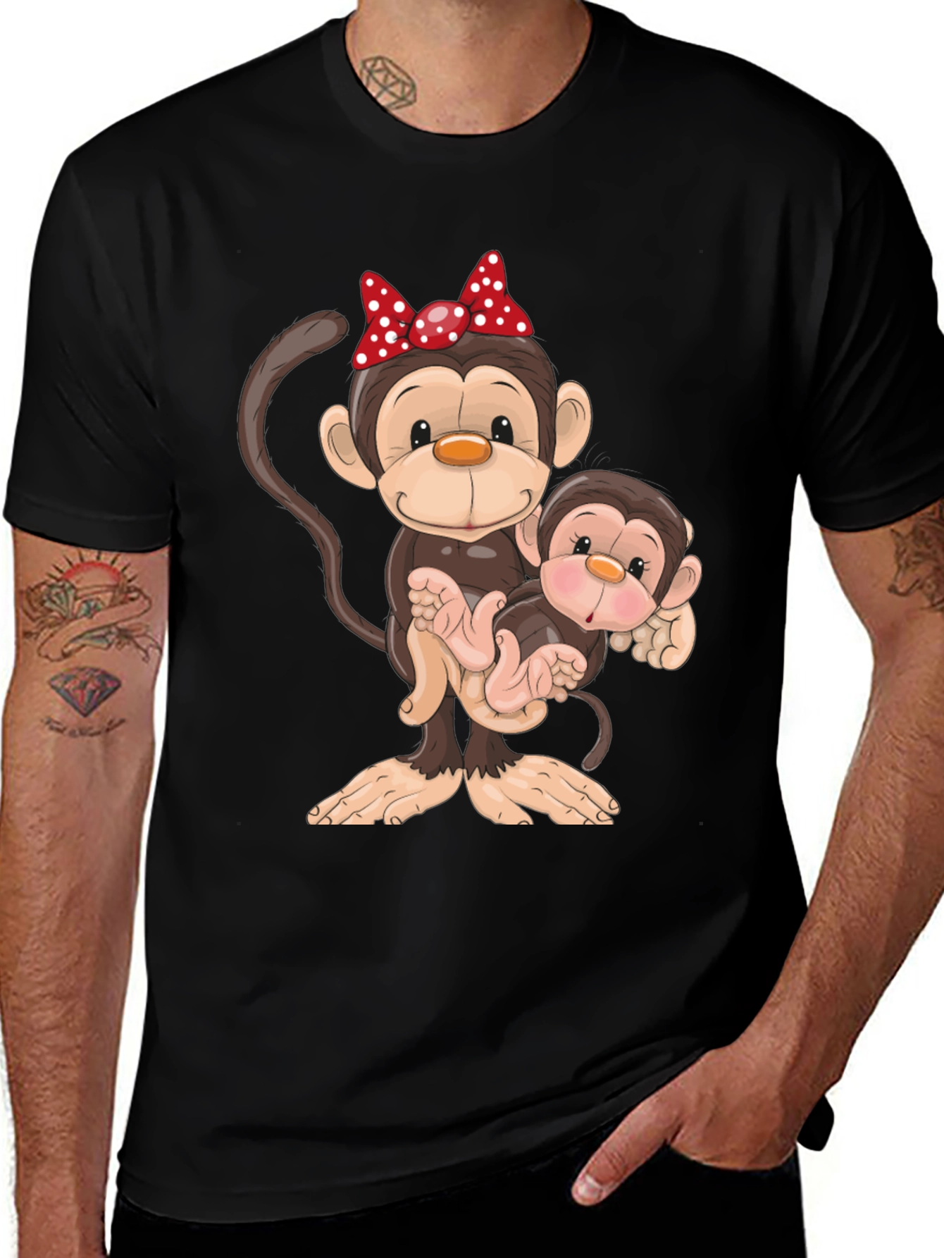 Variant 27 of Cute Monkey Family Graphic T-Shirt