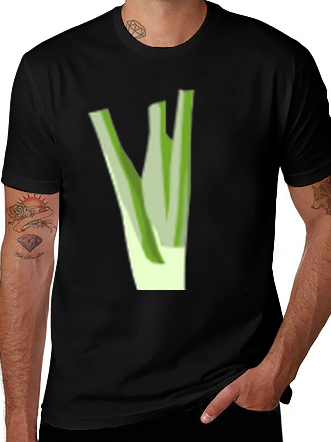 Celery Graphic Tee - Black Cotton Blend Shirt