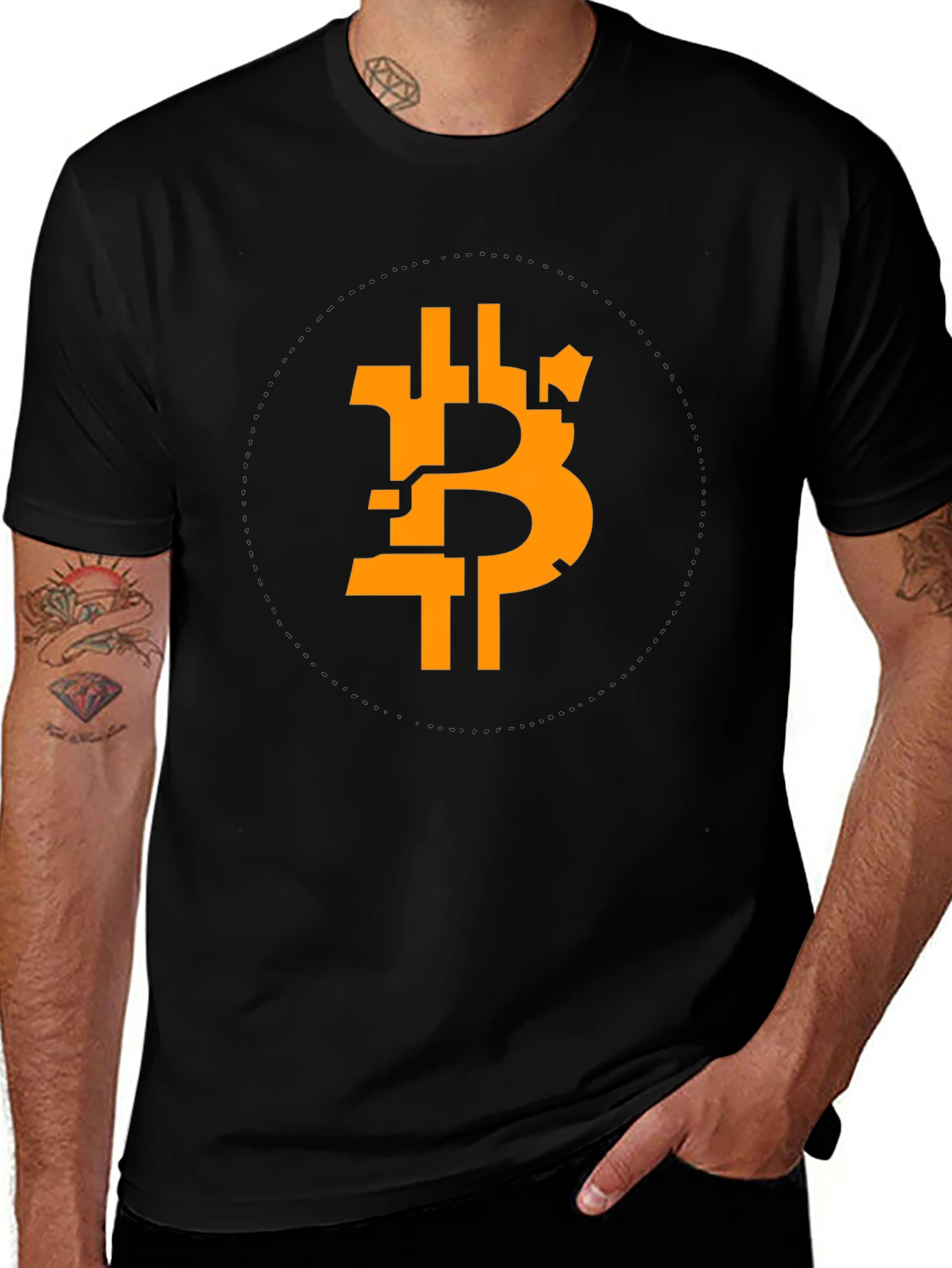 Variant 7 of Bitcoin Symbol Black T-Shirt
