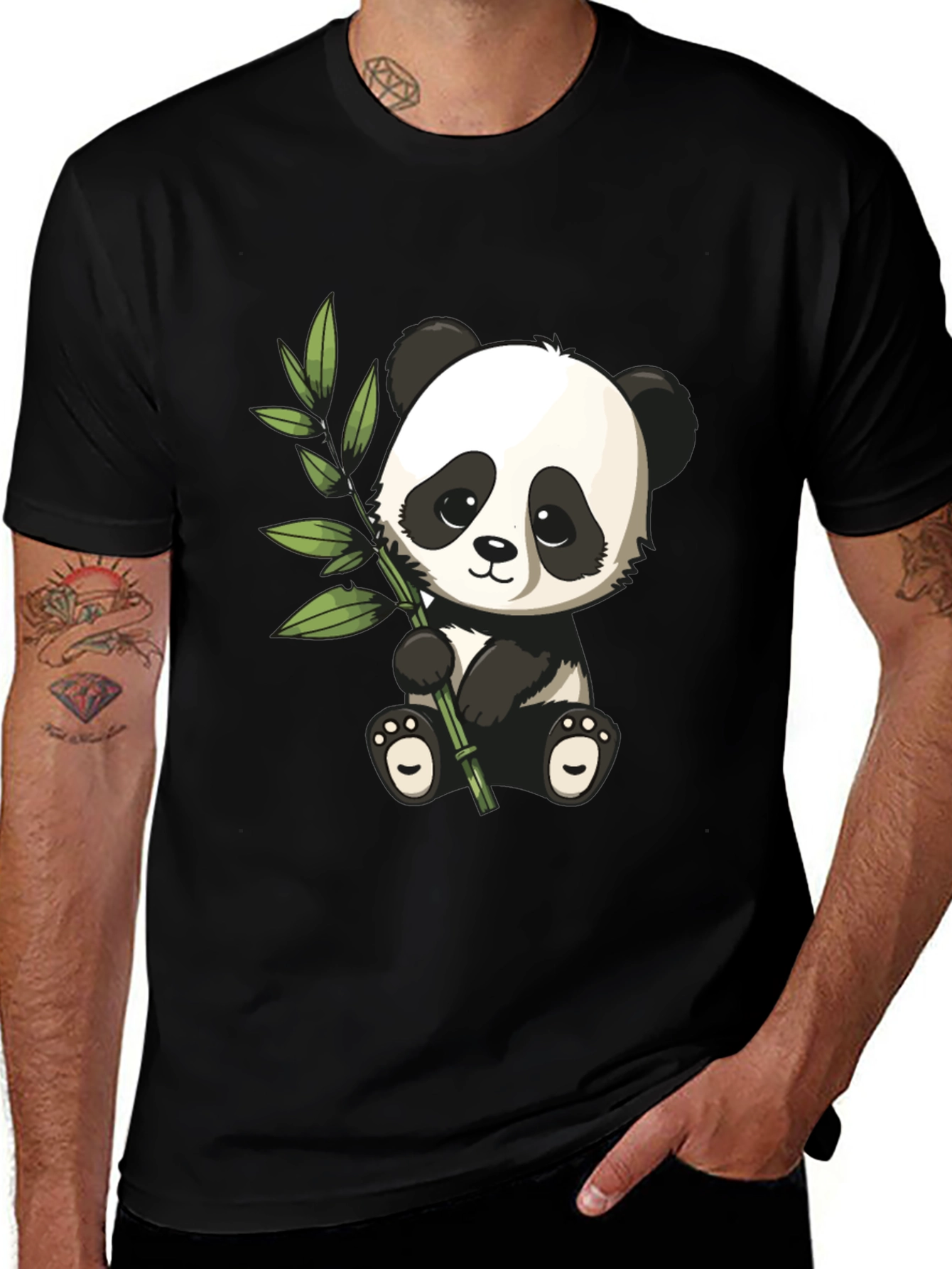 Variant 5 of Cute Panda Bear T-Shirt - Unisex Black Tee
