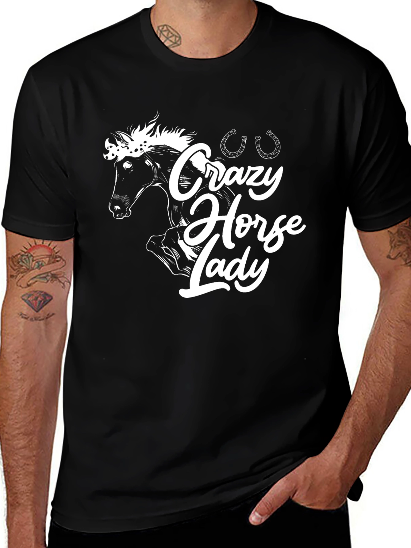 Crazy Horse Lady Graphic Tee - Black Cotton T-Shirt