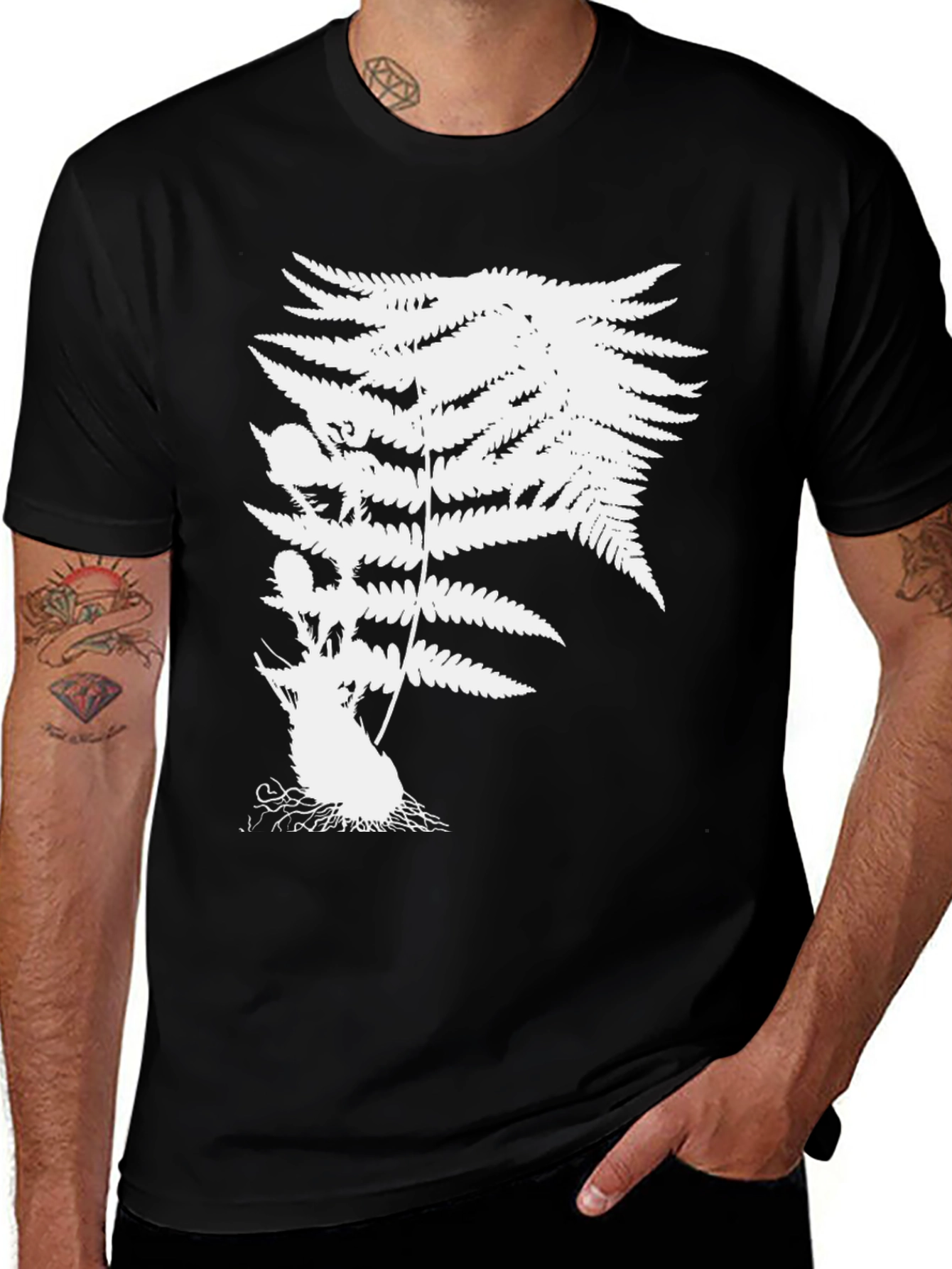 Variant 8 of Botanical Fern Graphic T-Shirt - Black