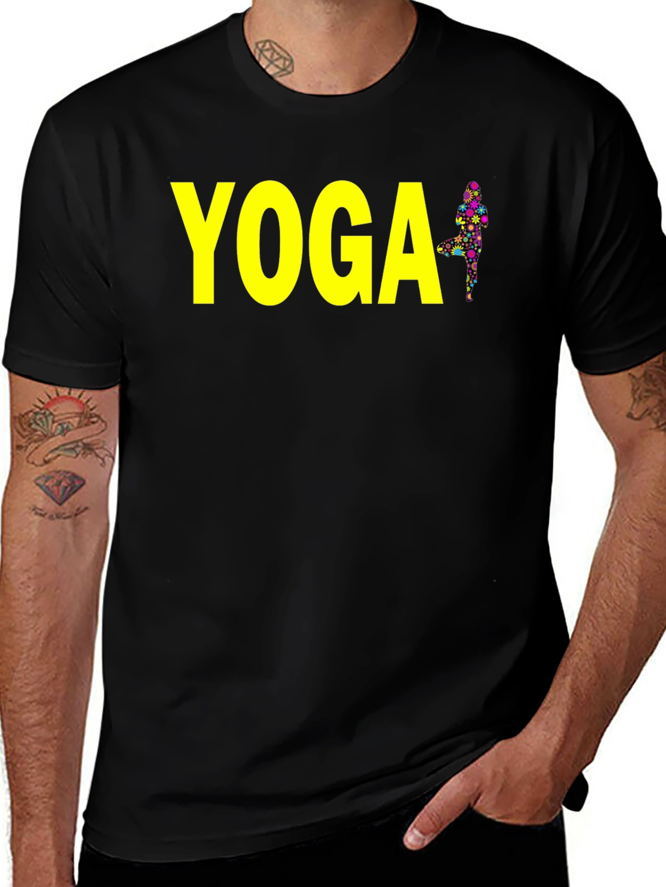 Variant 6 of Yoga Graphic Print Men's Black T-Shirt
