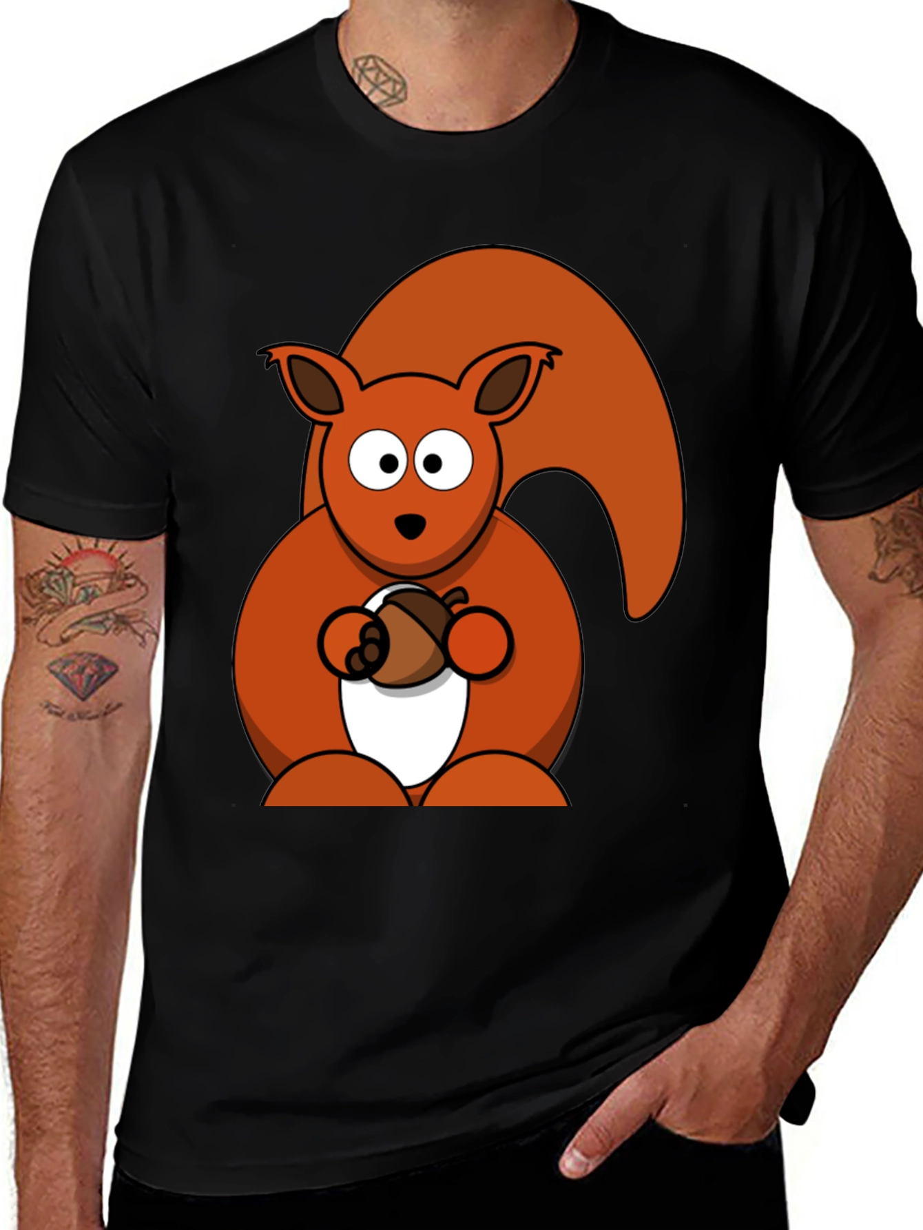 Variant 27 of Squirrel & Acorn Graphic Tee - Black
