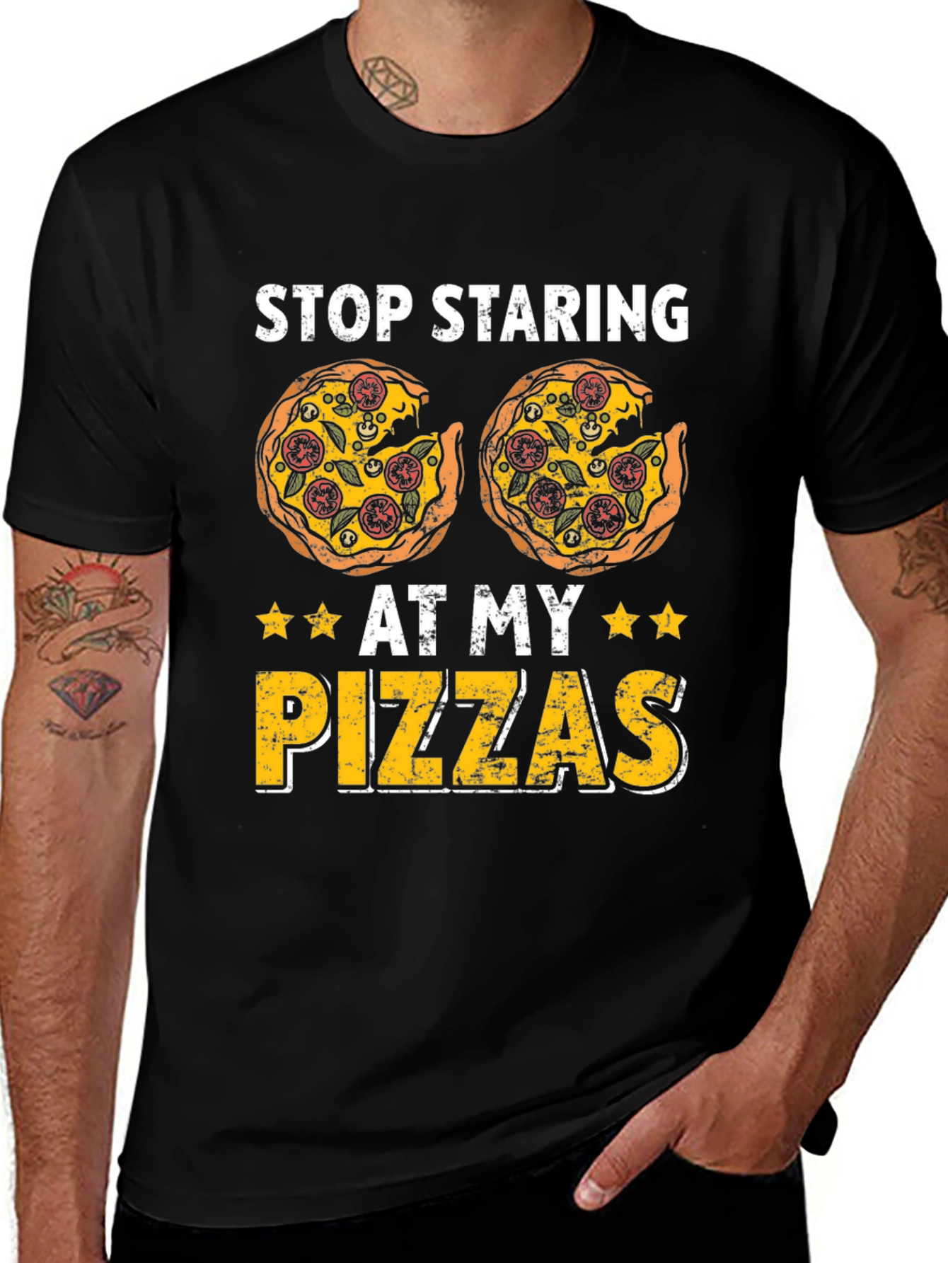 Variant 14 of Stop Staring At My Pizzas Graphic T-Shirt