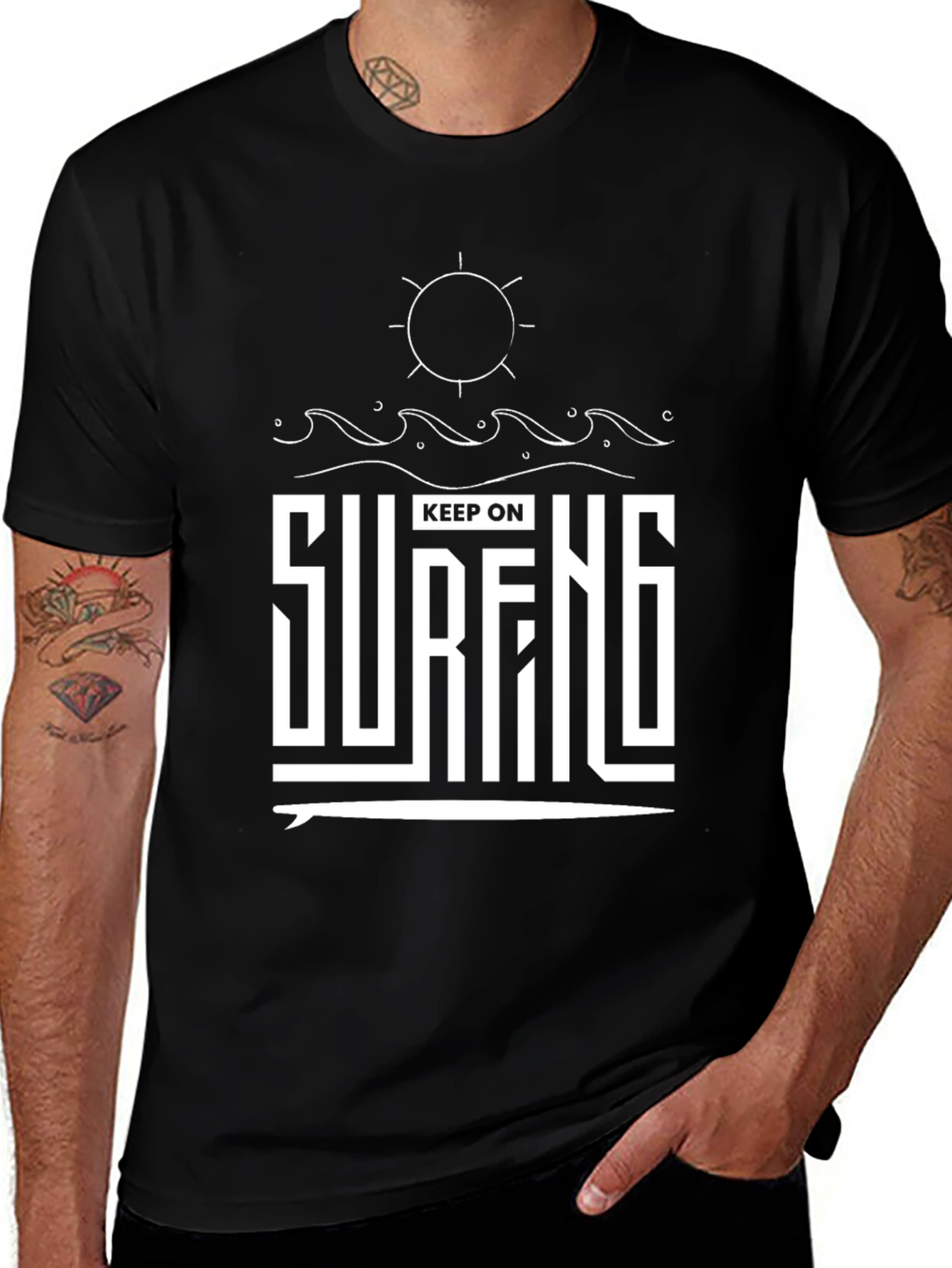 Variant 13 of Keep On Surfing Graphic Tee - Black