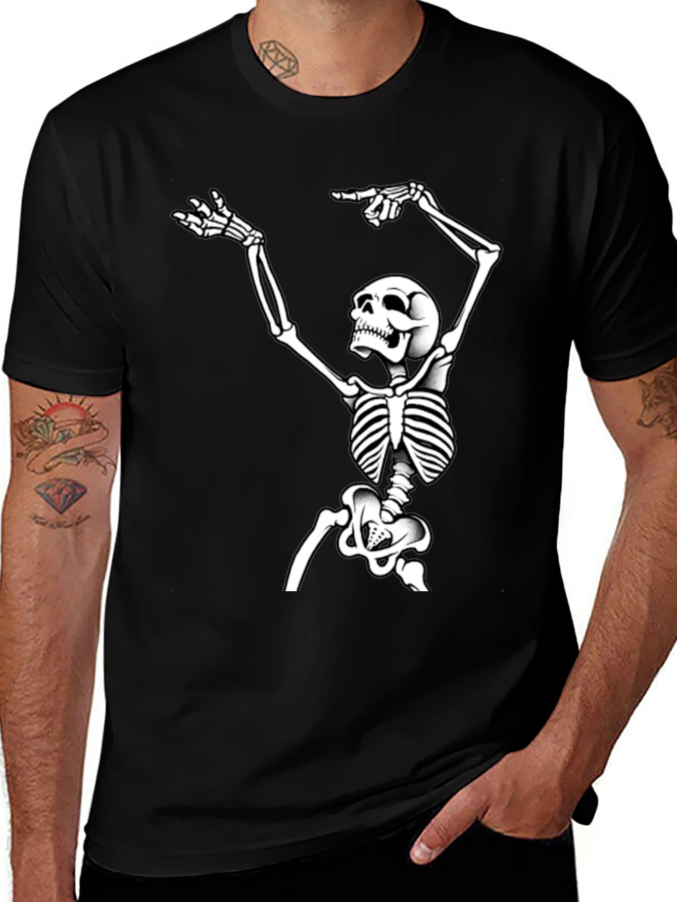 Variant 28 of Skeleton Graphic Tee - Bold Halloween Style